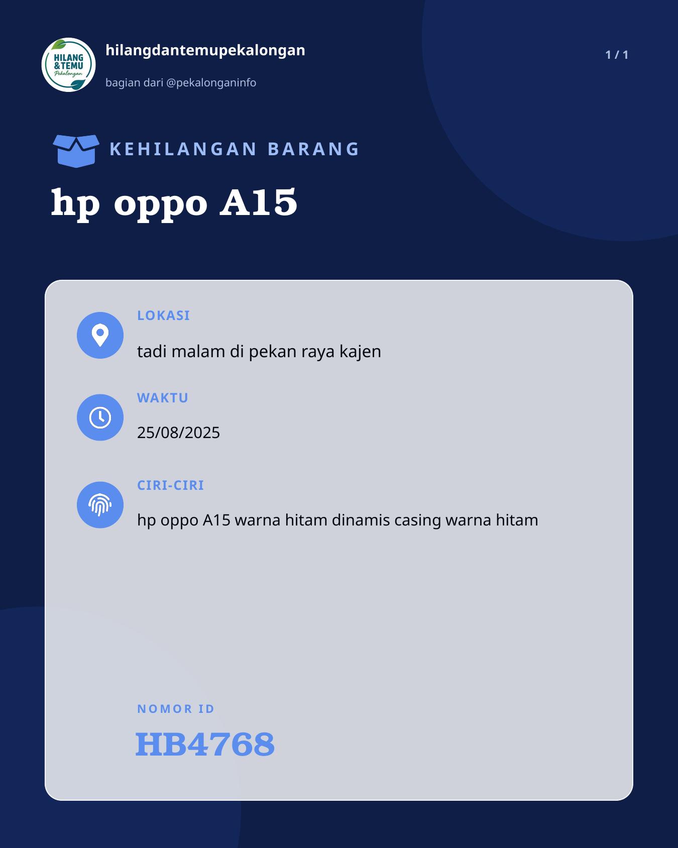 Slide laporan hp oppo A15 (HB4768)