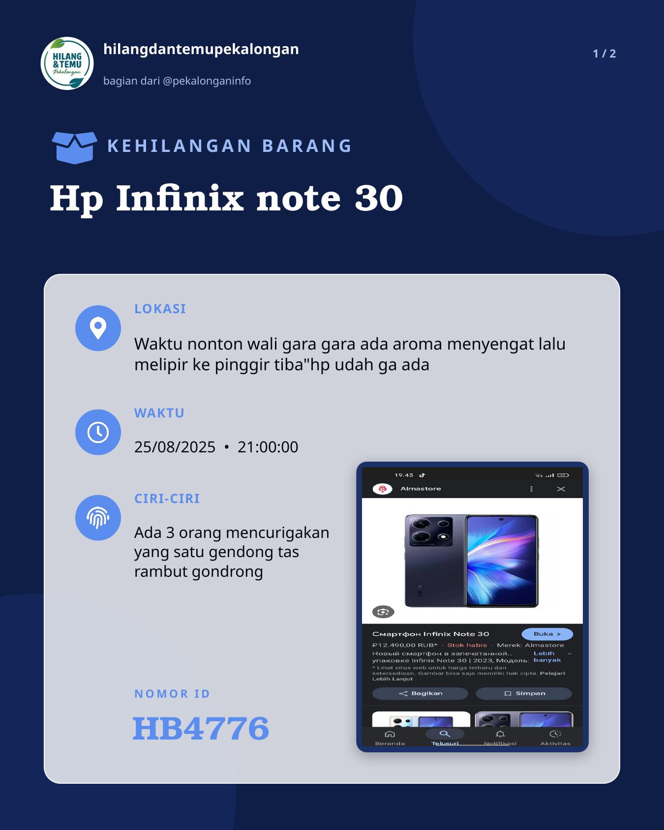 Slide 1 laporan Hp Infinix note 30