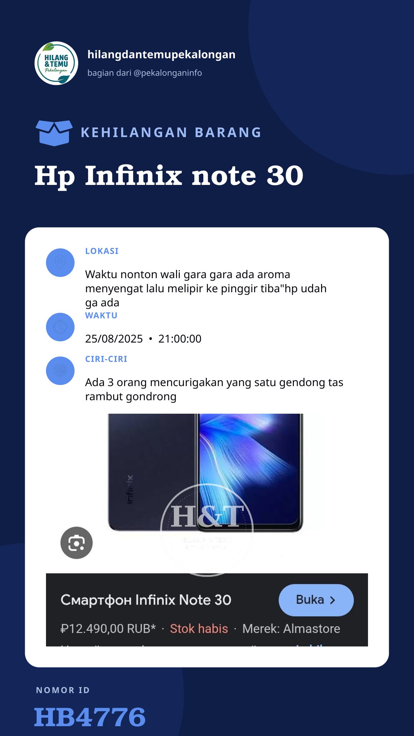 Story 9:16 laporan Hp Infinix note 30