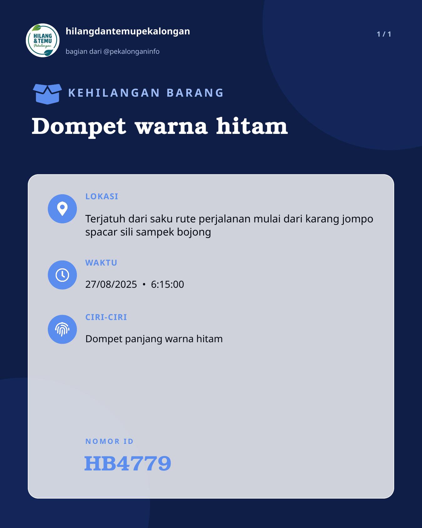 Slide laporan Dompet warna hitam (HB4779)