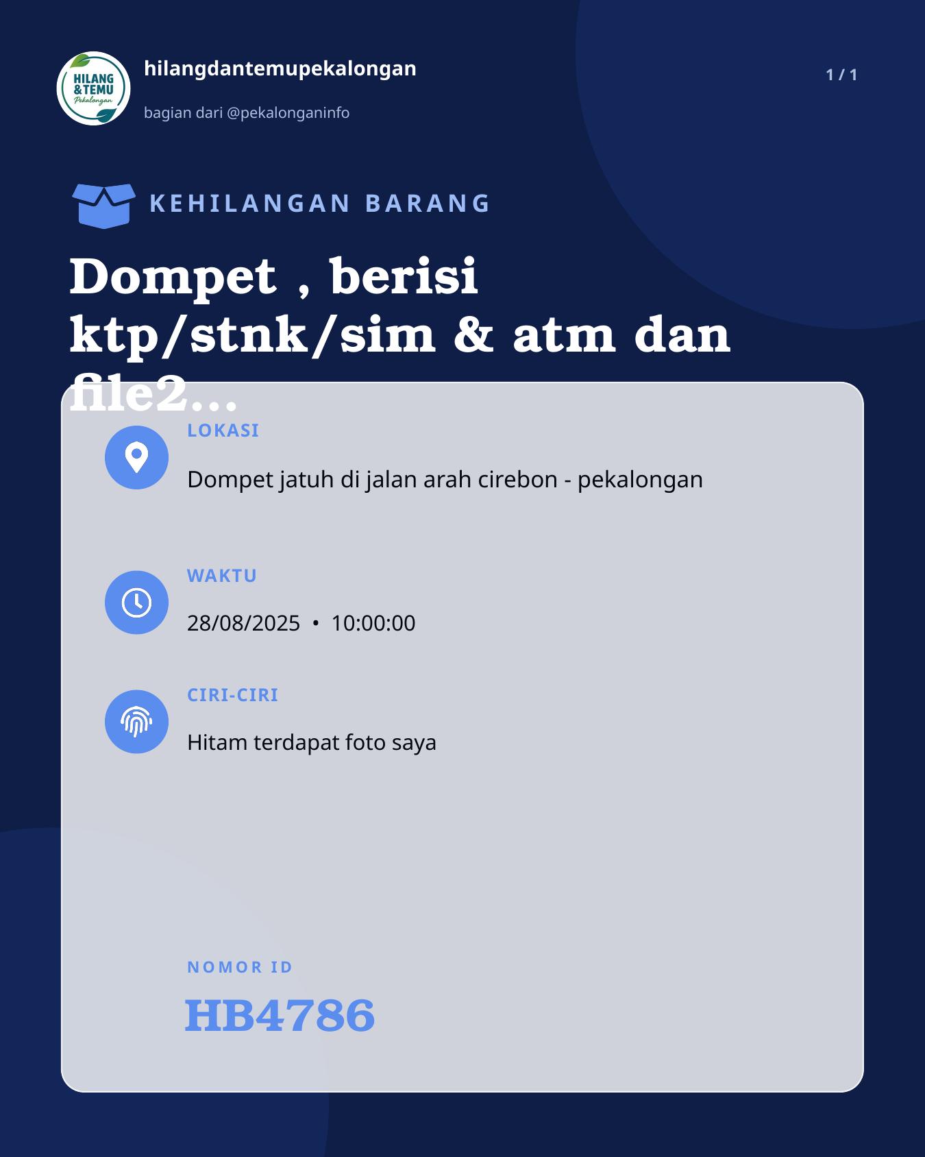 Slide laporan Dompet , berisi ktp/stnk/sim & atm dan file2 penting (HB4786)