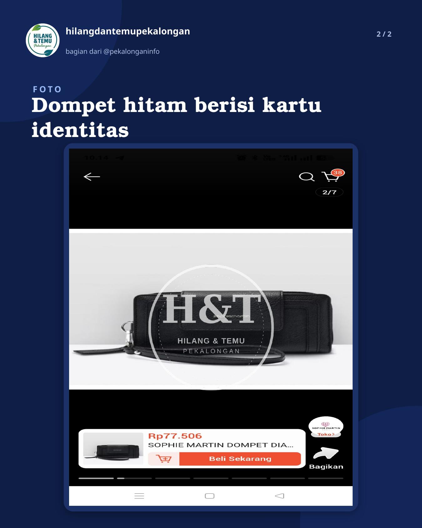 Slide 2 laporan Dompet hitam berisi kartu identitas