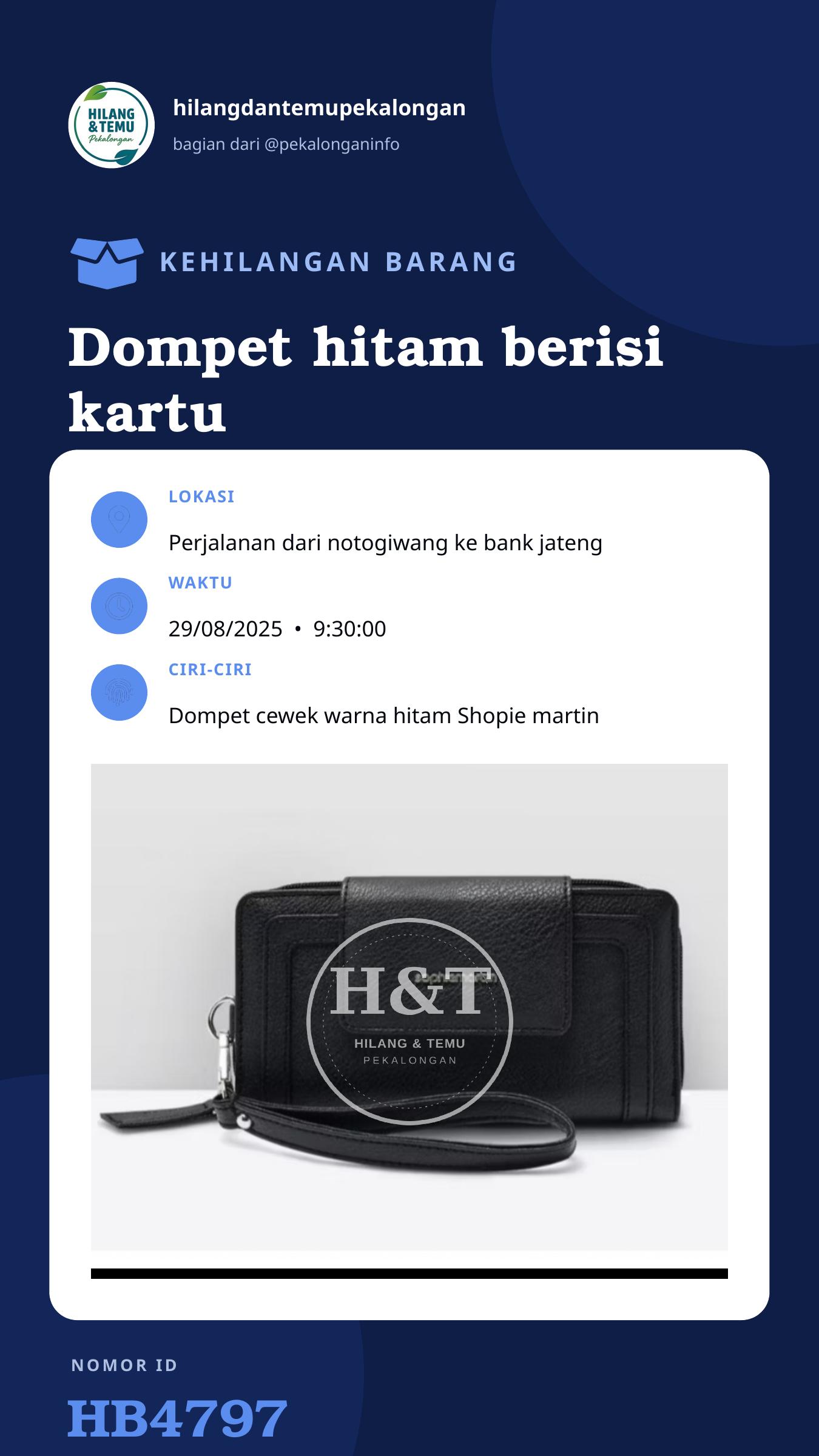 Story 9:16 laporan Dompet hitam berisi kartu identitas