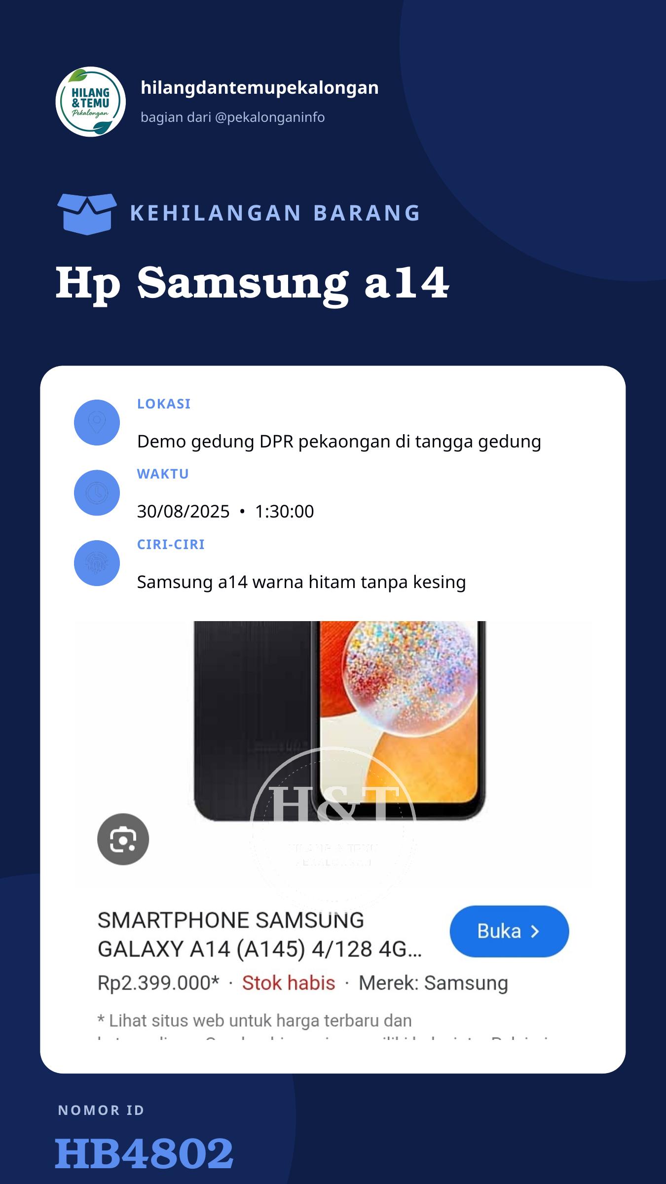 Story 9:16 laporan Hp Samsung a14