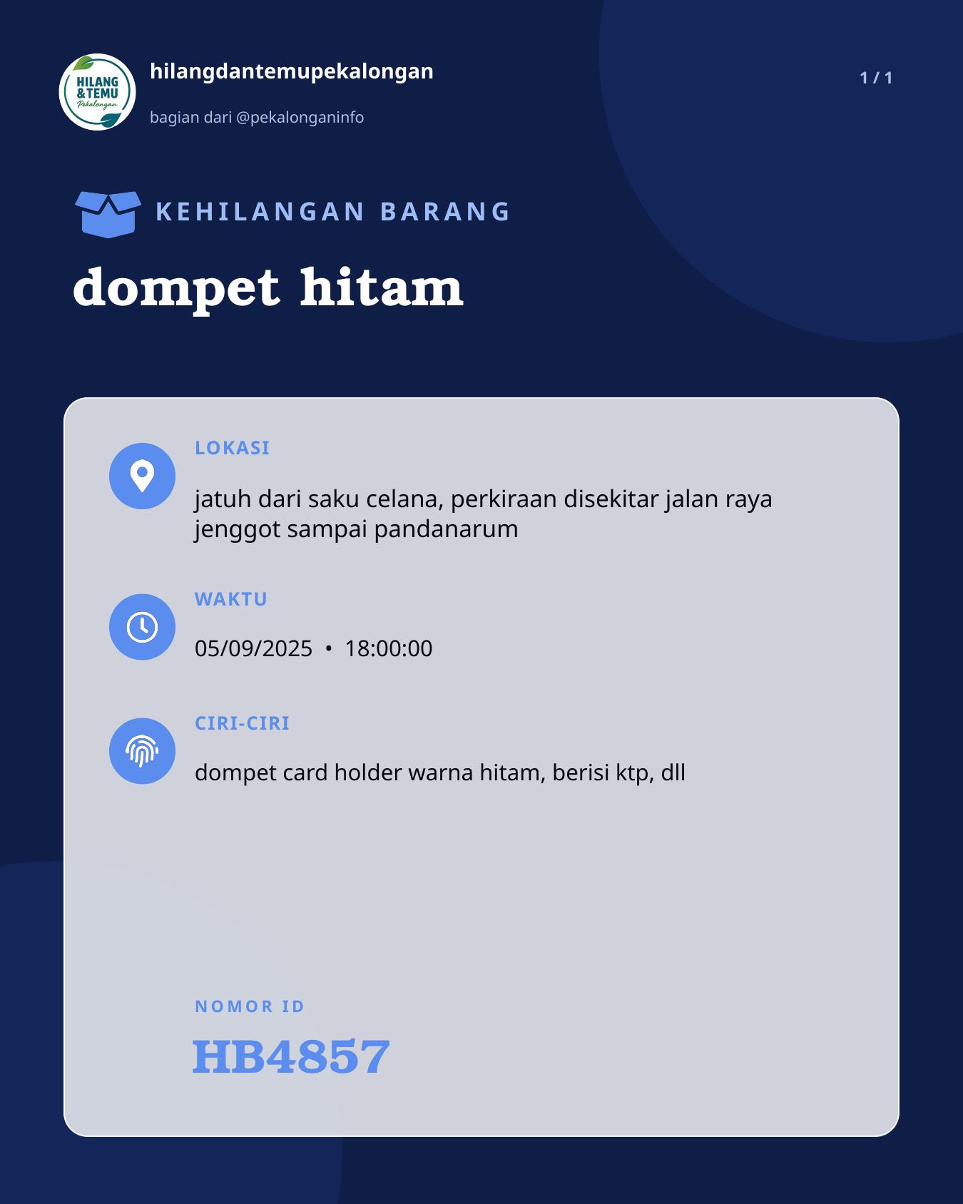 Slide laporan dompet hitam (HB4857)