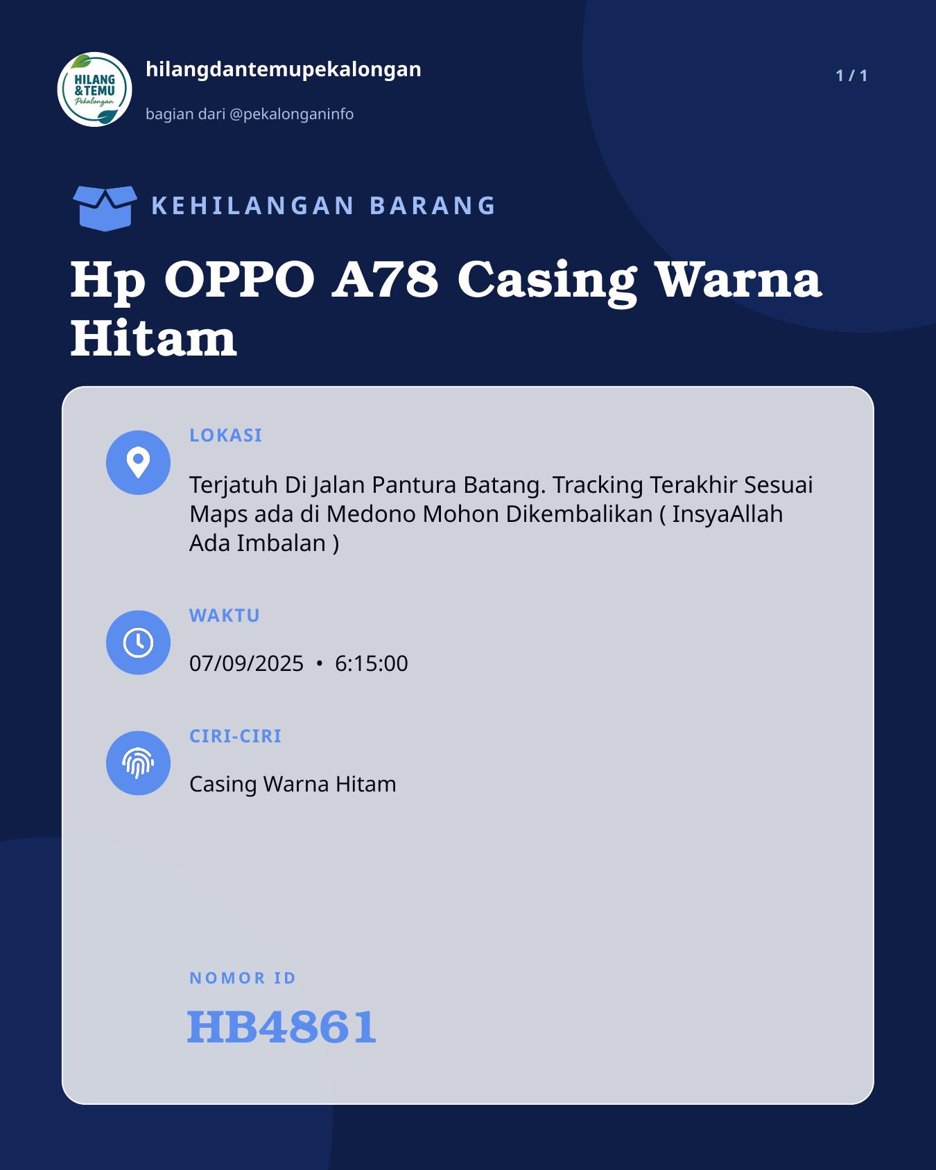 Slide laporan Hp OPPO A78 Casing Warna Hitam (HB4861)