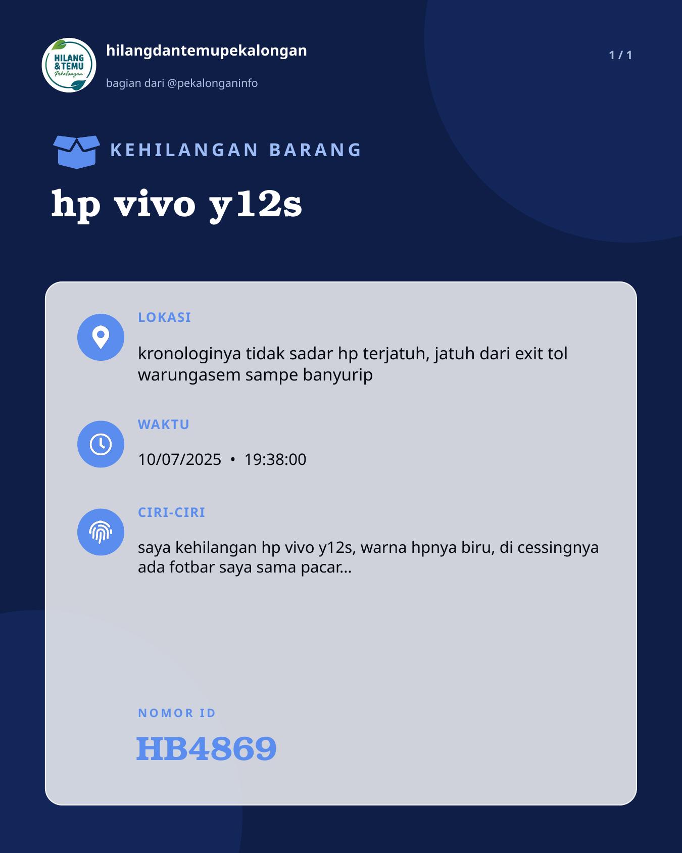Slide laporan hp vivo y12s (HB4869)