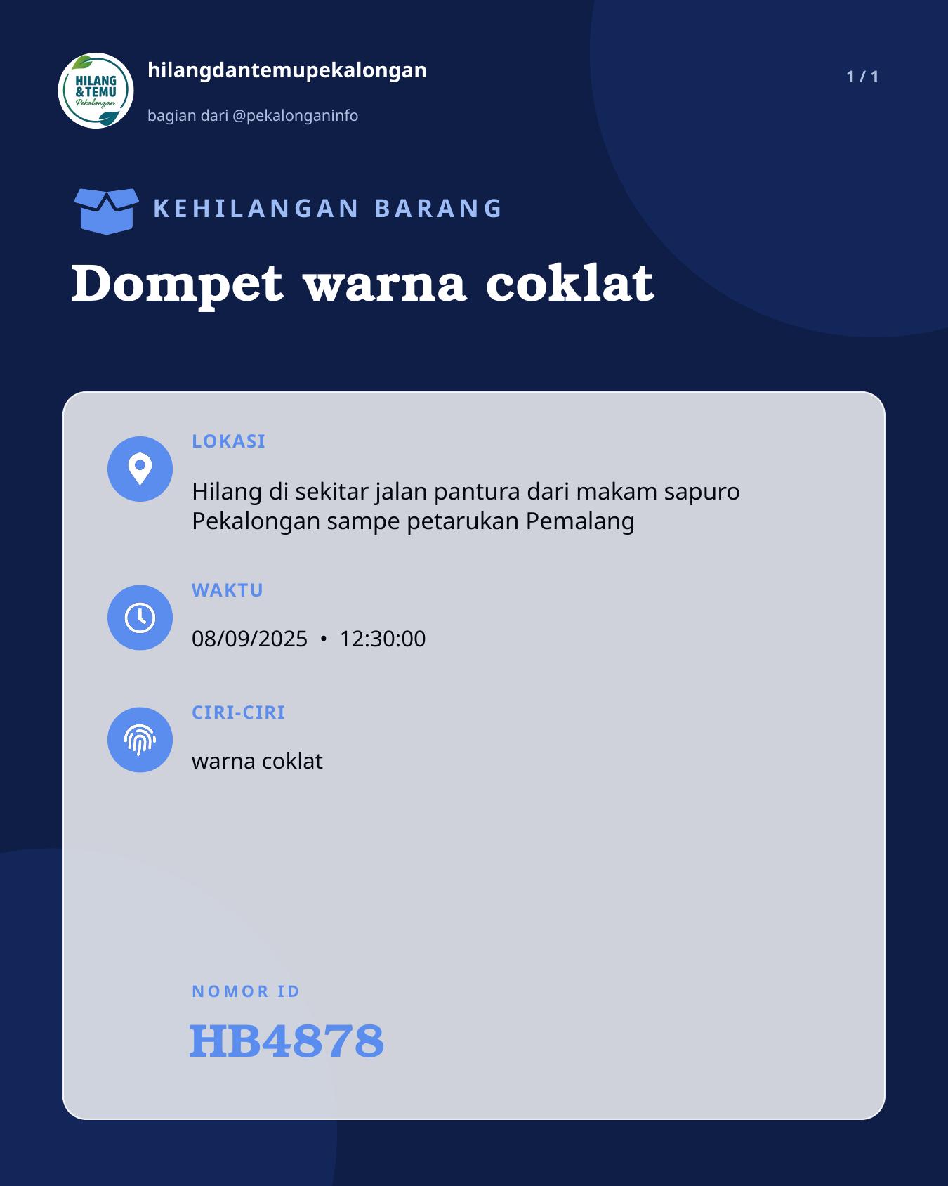 Slide laporan Dompet warna coklat (HB4878)