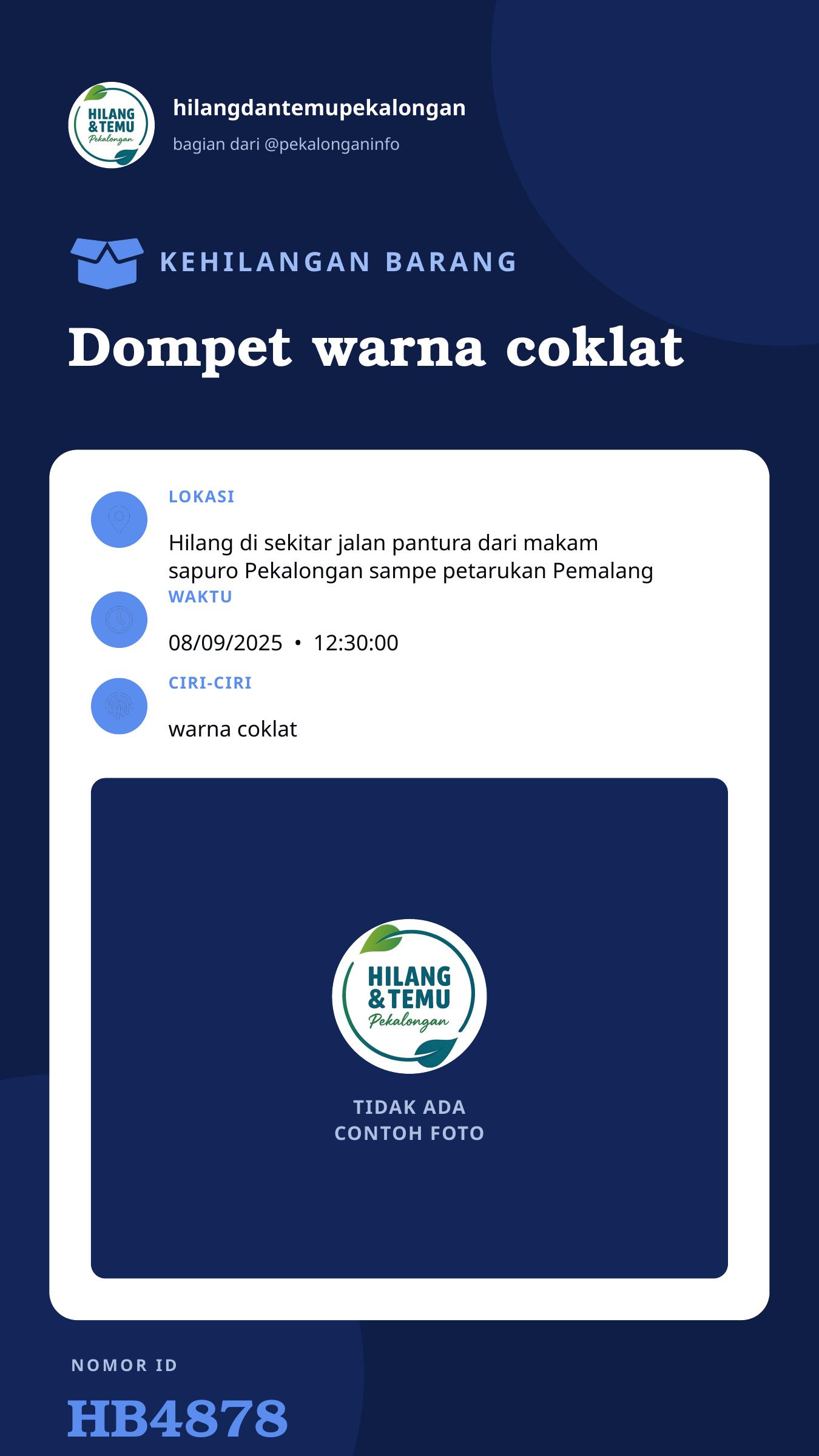 Story 9:16 laporan Dompet warna coklat