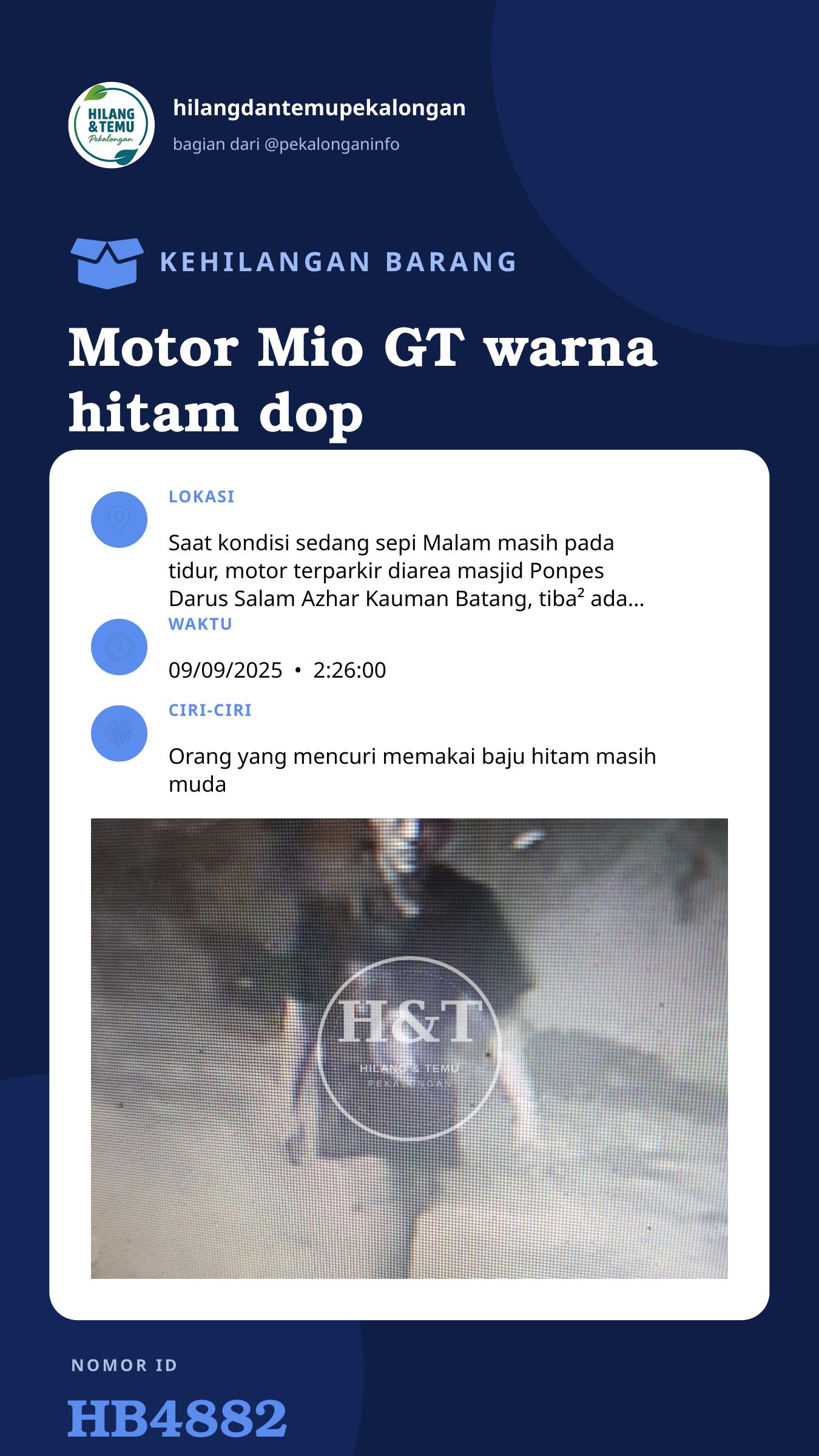 Story 9:16 laporan Motor Mio GT warna hitam dop scotlet