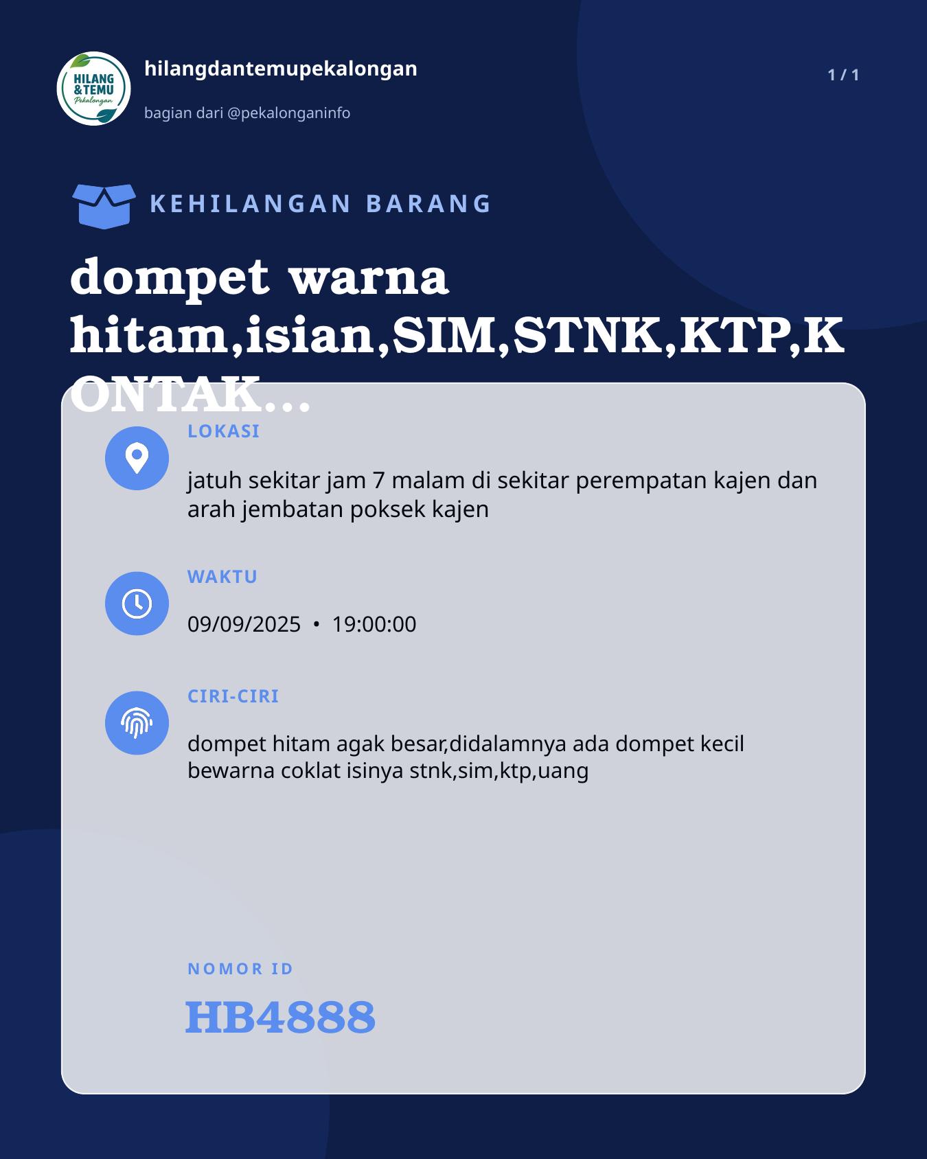 Slide laporan dompet warna hitam,isian,SIM,STNK,KTP,KONTAK REMOT motor NMAX (HB4888)
