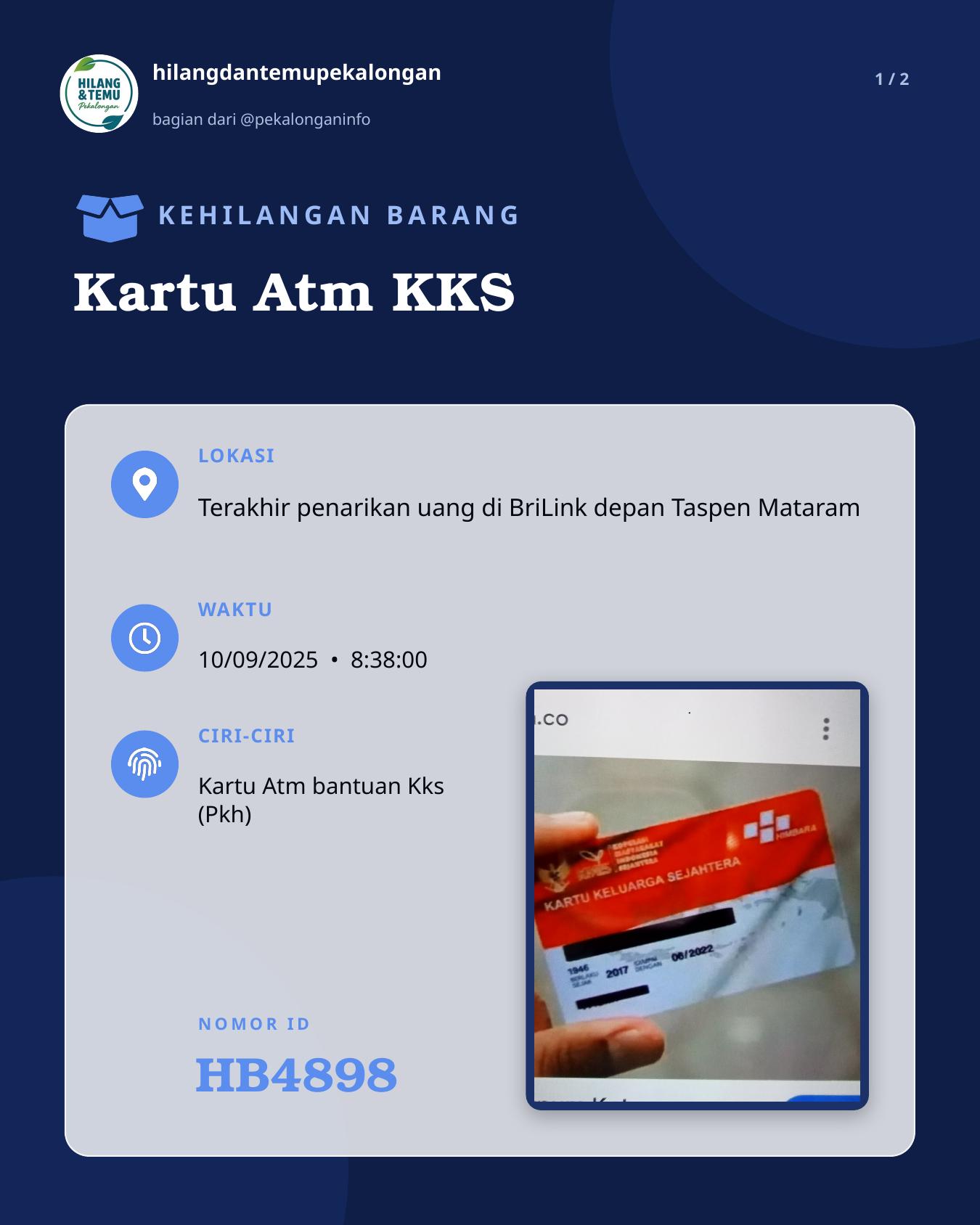 Slide 1 laporan Kartu Atm KKS