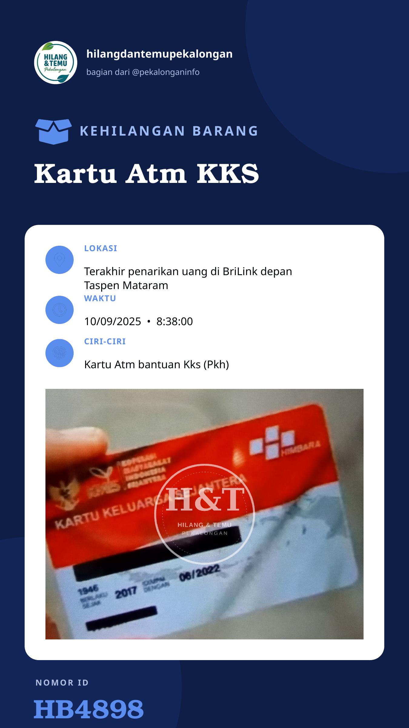 Story 9:16 laporan Kartu Atm KKS