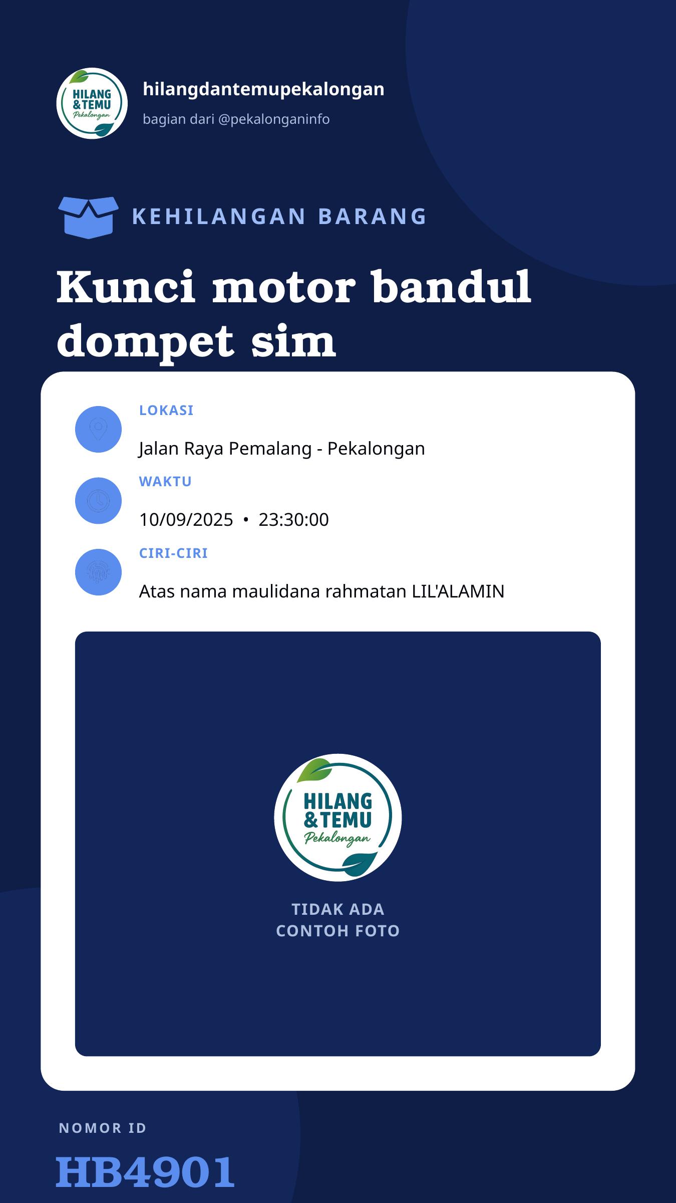 Story 9:16 laporan Kunci motor bandul dompet sim dan stnk