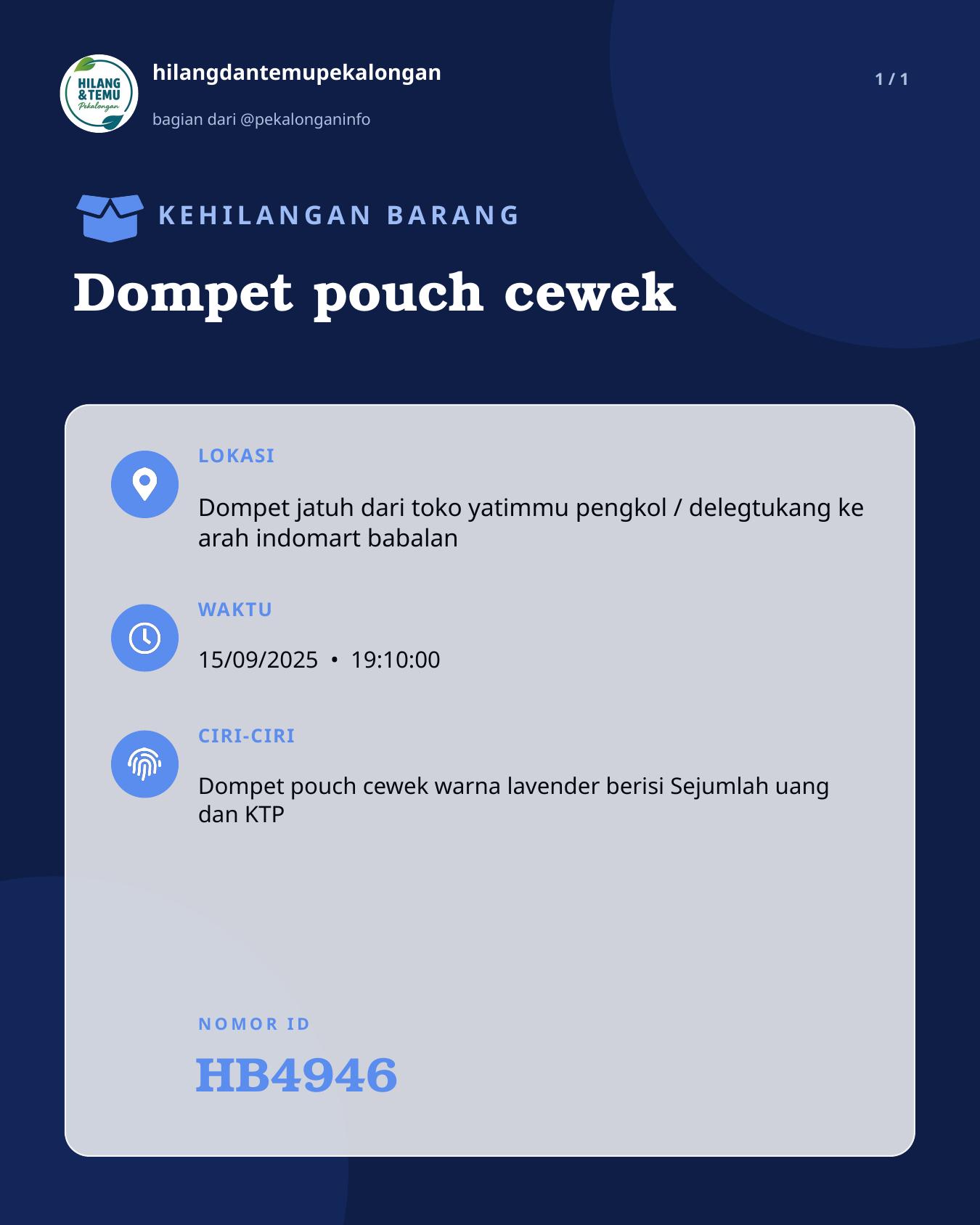 Slide laporan Dompet pouch cewek (HB4946)