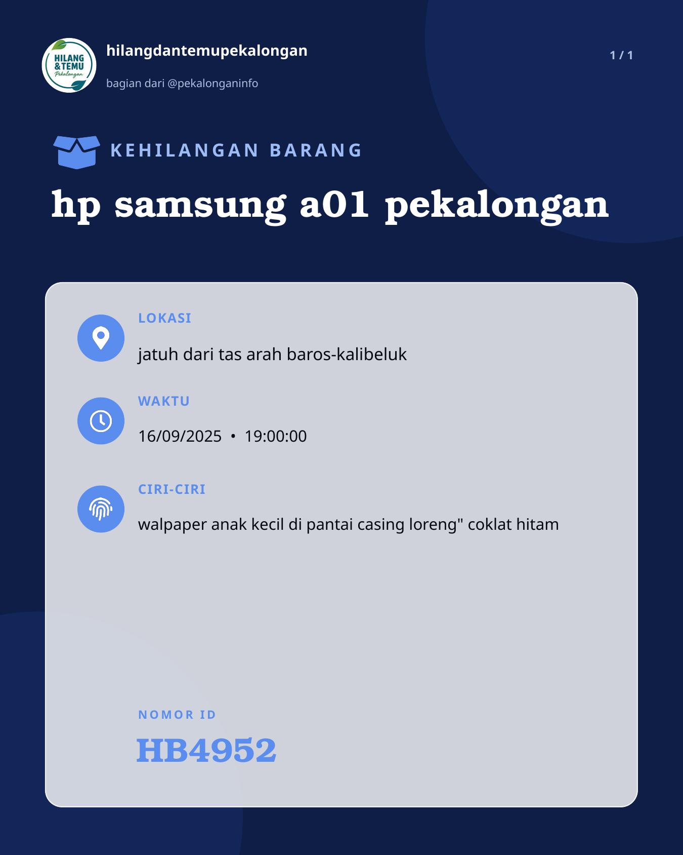 Slide laporan hp samsung a01 pekalongan (HB4952)