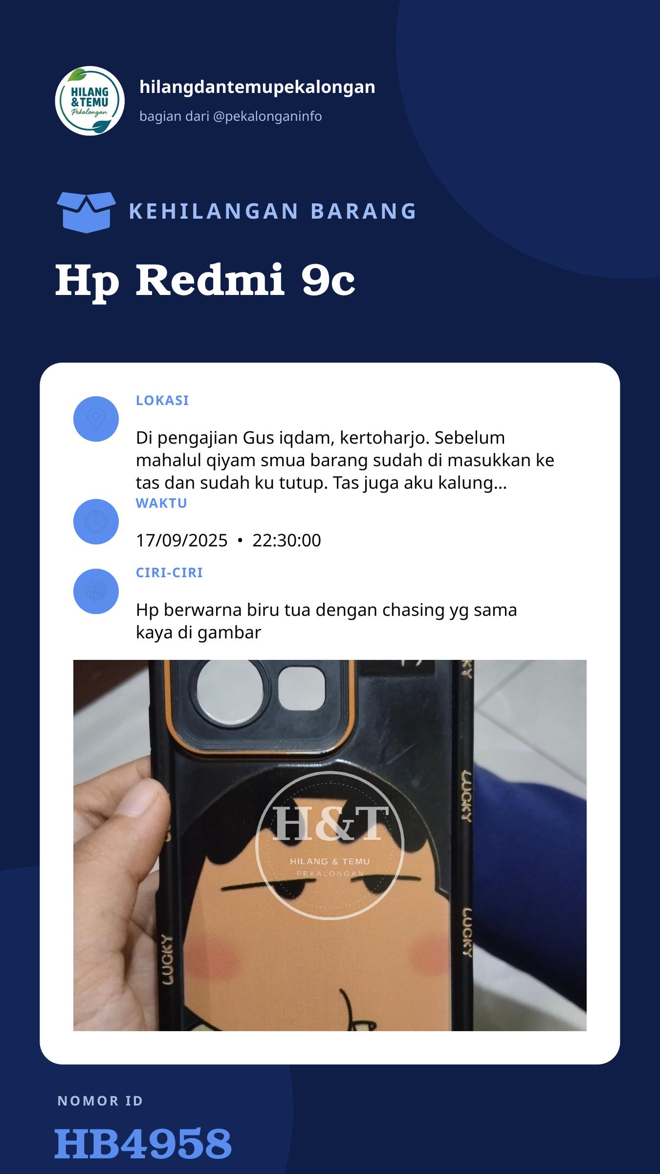 Story 9:16 laporan Hp Redmi 9c
