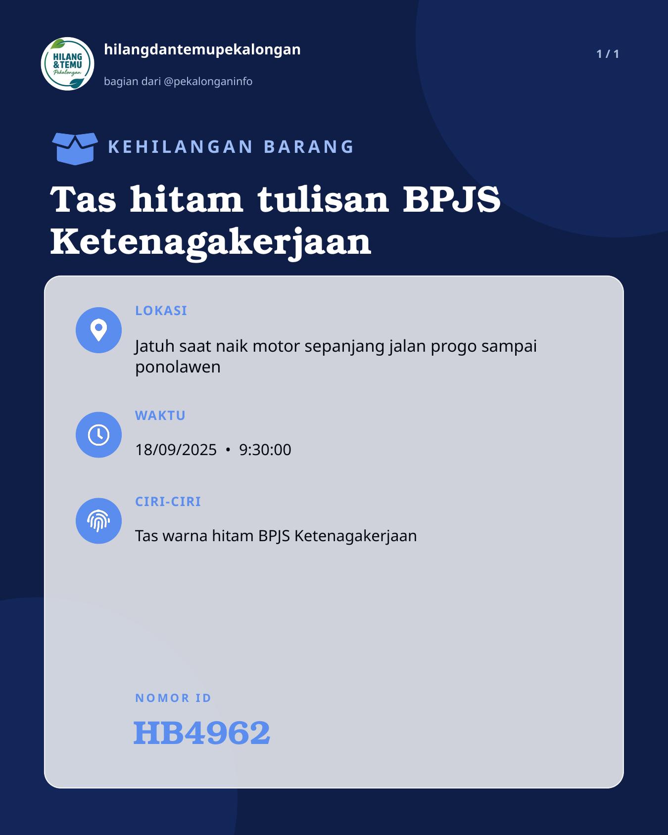 Slide laporan Tas hitam tulisan BPJS Ketenagakerjaan (HB4962)