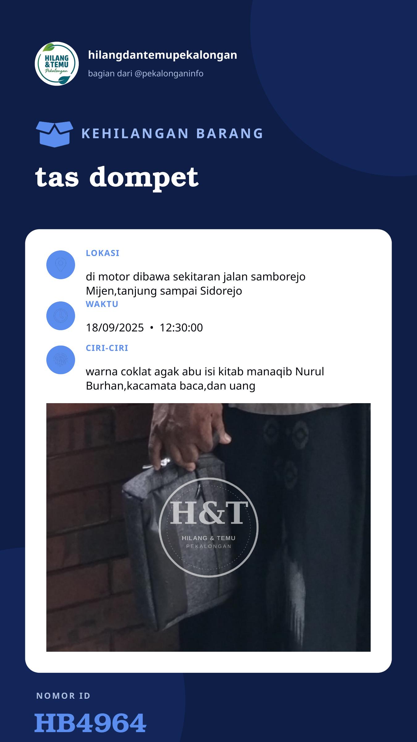 Story 9:16 laporan tas dompet