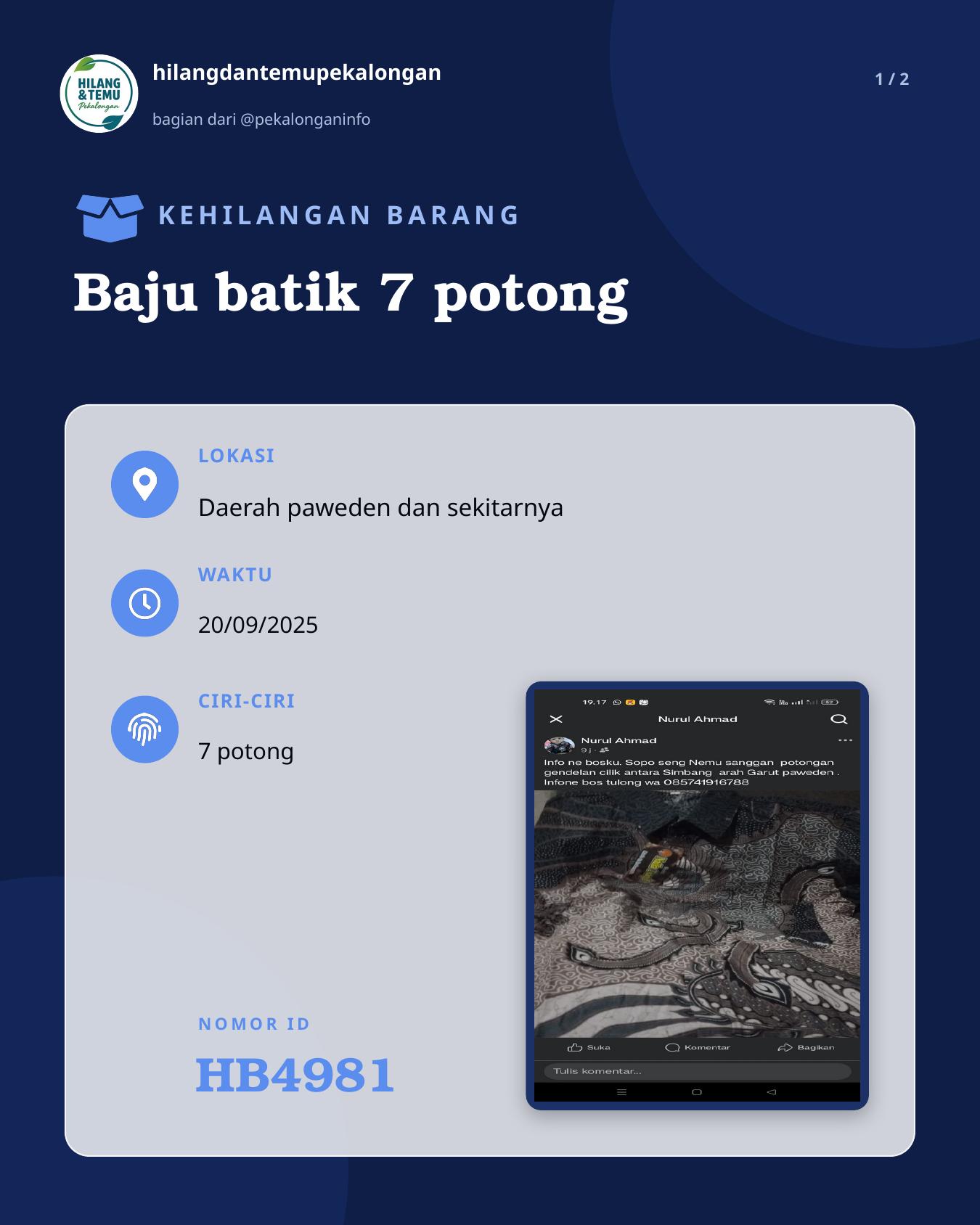 Slide 1 laporan Baju batik 7 potong