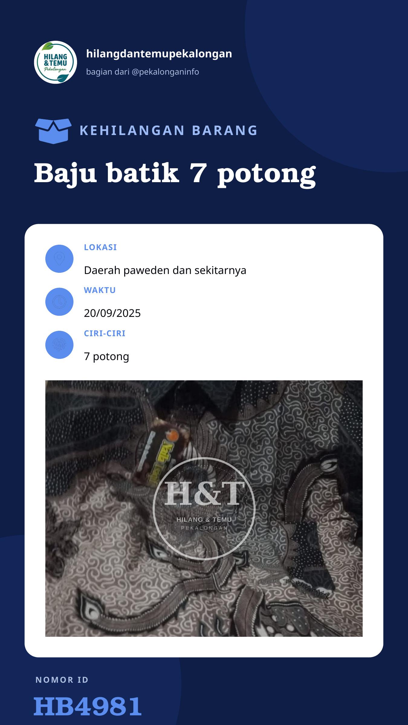 Story 9:16 laporan Baju batik 7 potong