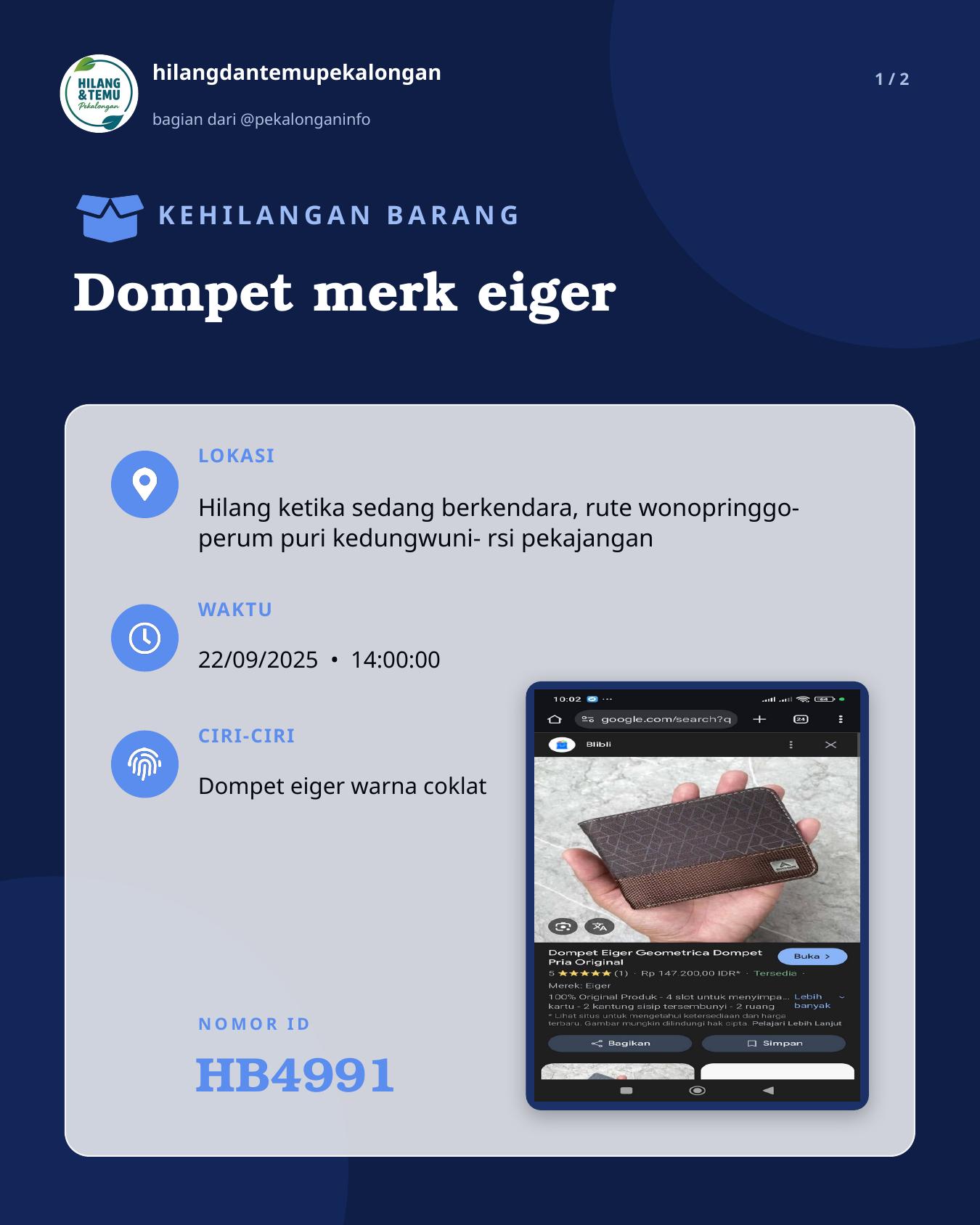 Slide 1 laporan Dompet merk eiger