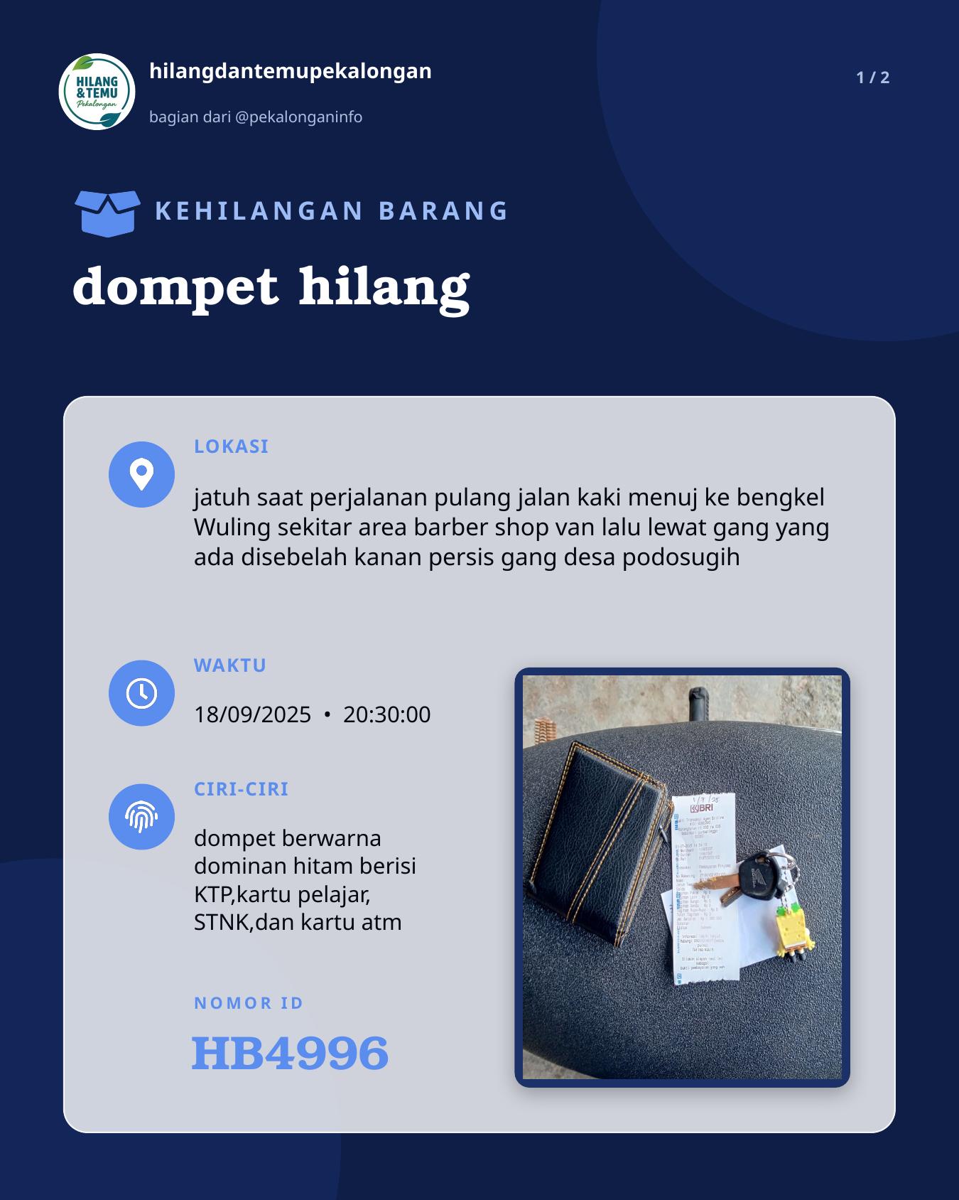 Slide 1 laporan dompet hilang