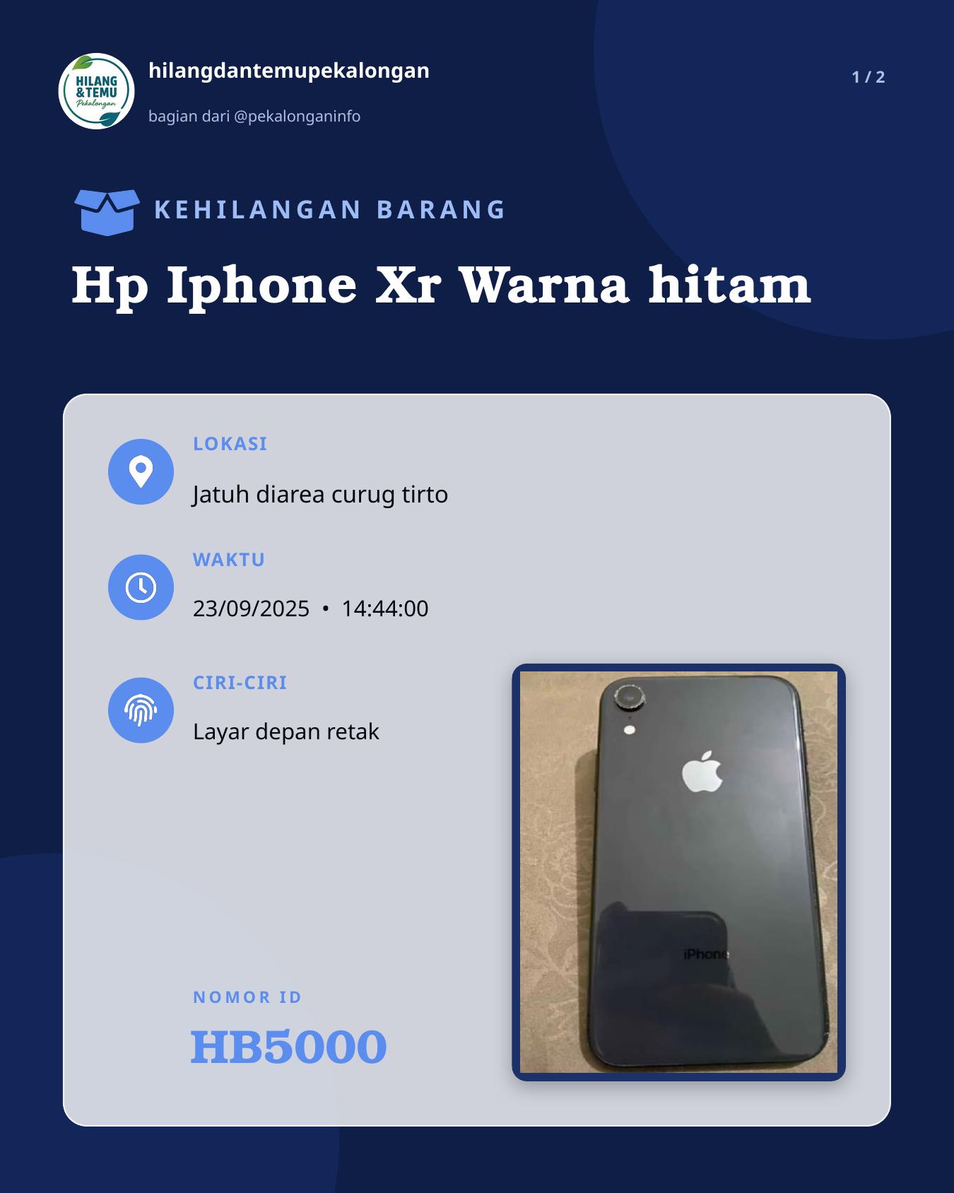 Slide 1 laporan Hp Iphone Xr Warna hitam