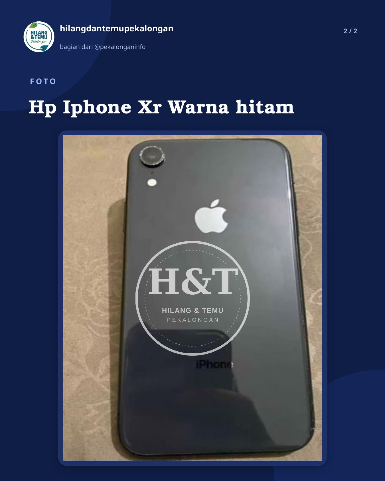 Slide 2 laporan Hp Iphone Xr Warna hitam