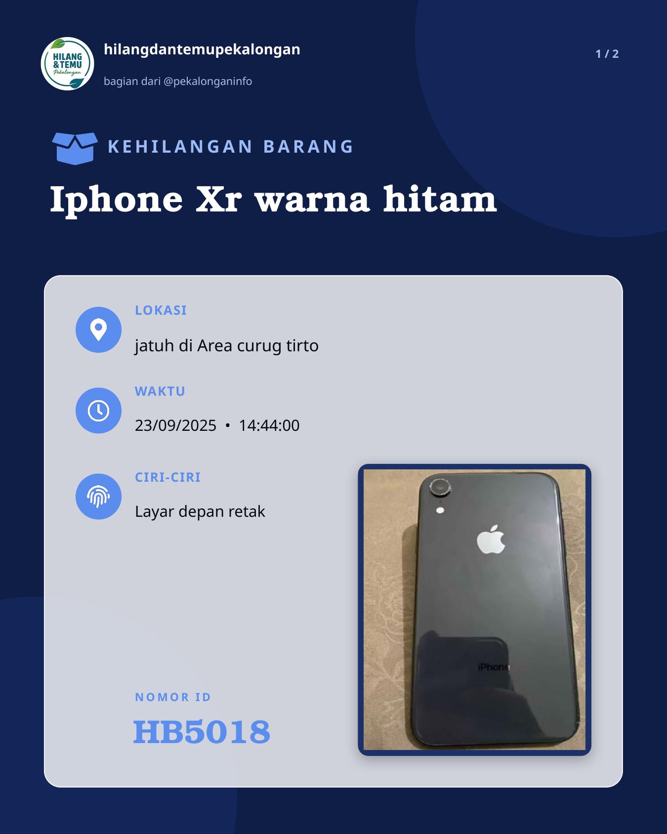 Slide 1 laporan Iphone Xr warna hitam