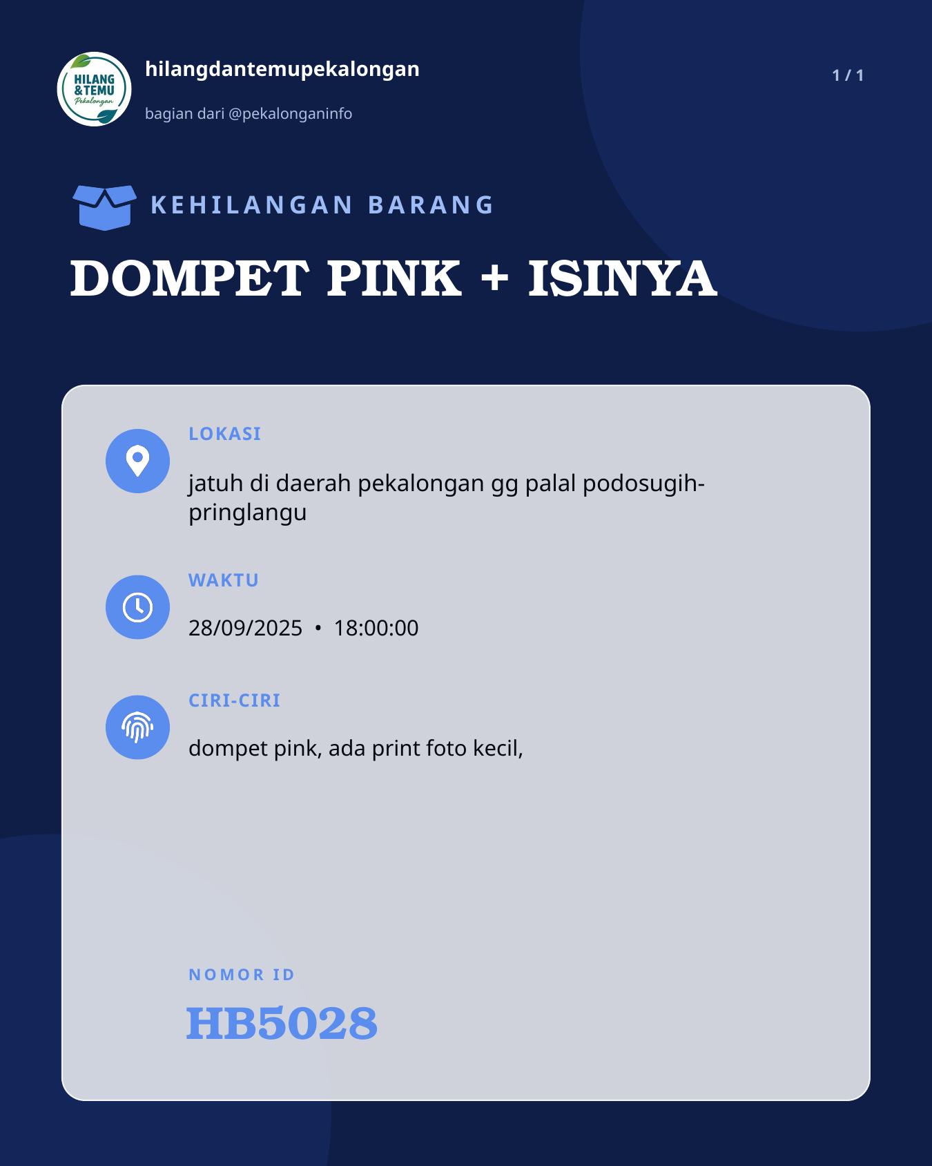 Slide laporan DOMPET PINK + ISINYA (HB5028)