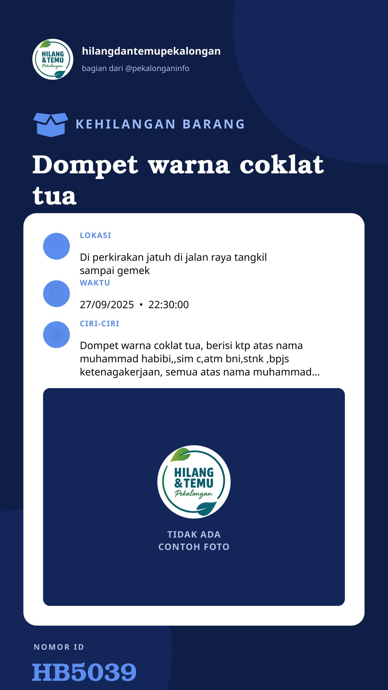 Story 9:16 laporan Dompet warna coklat tua