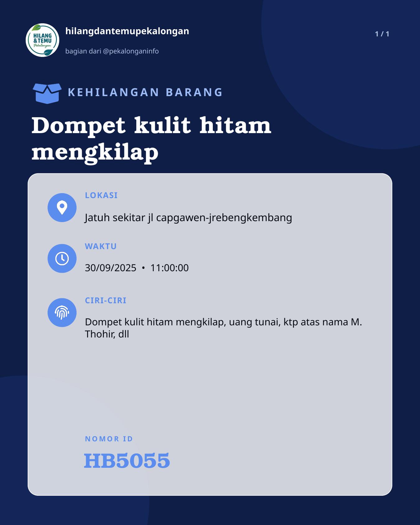 Slide laporan Dompet kulit hitam mengkilap (HB5055)