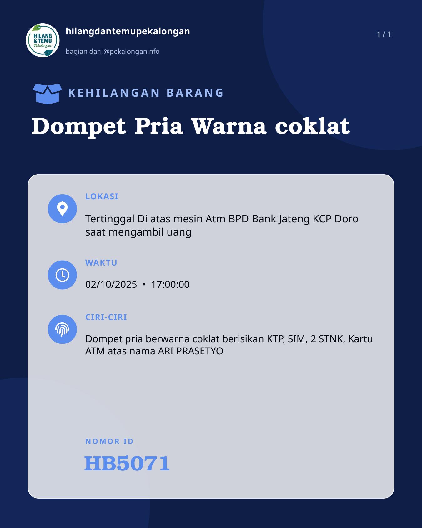 Slide laporan Dompet Pria Warna coklat (HB5071)