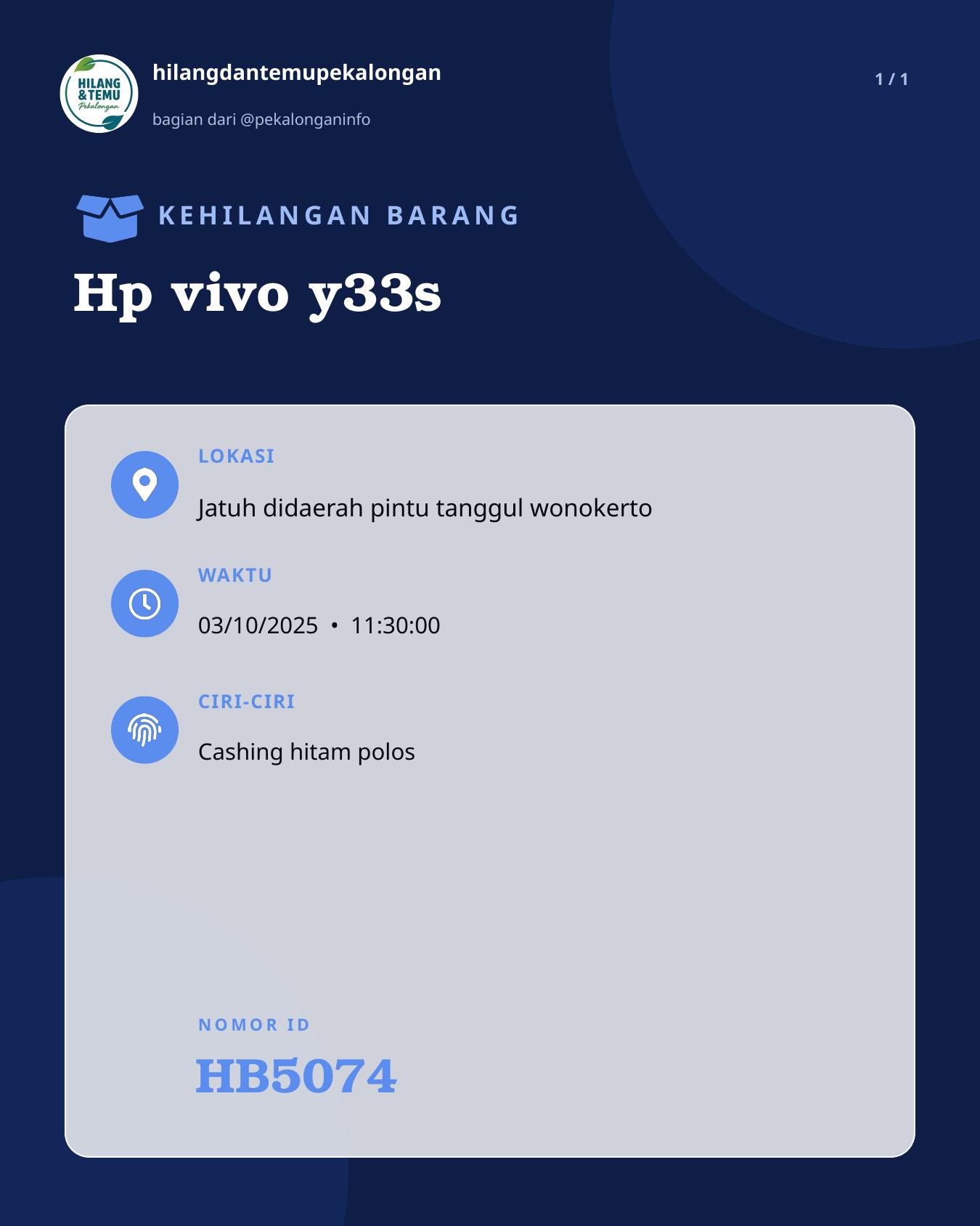 Slide laporan Hp vivo y33s (HB5074)
