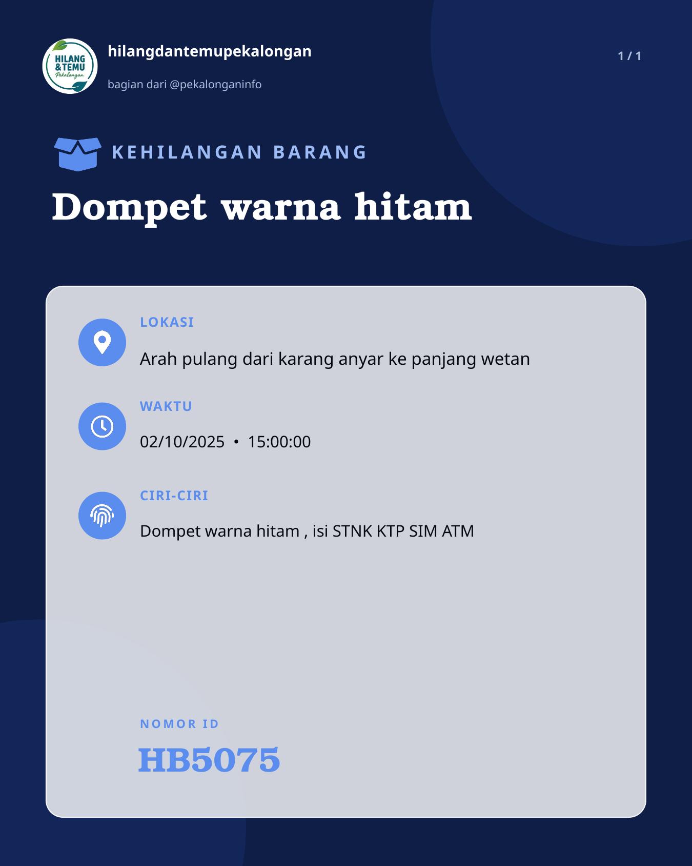 Slide laporan Dompet warna hitam (HB5075)