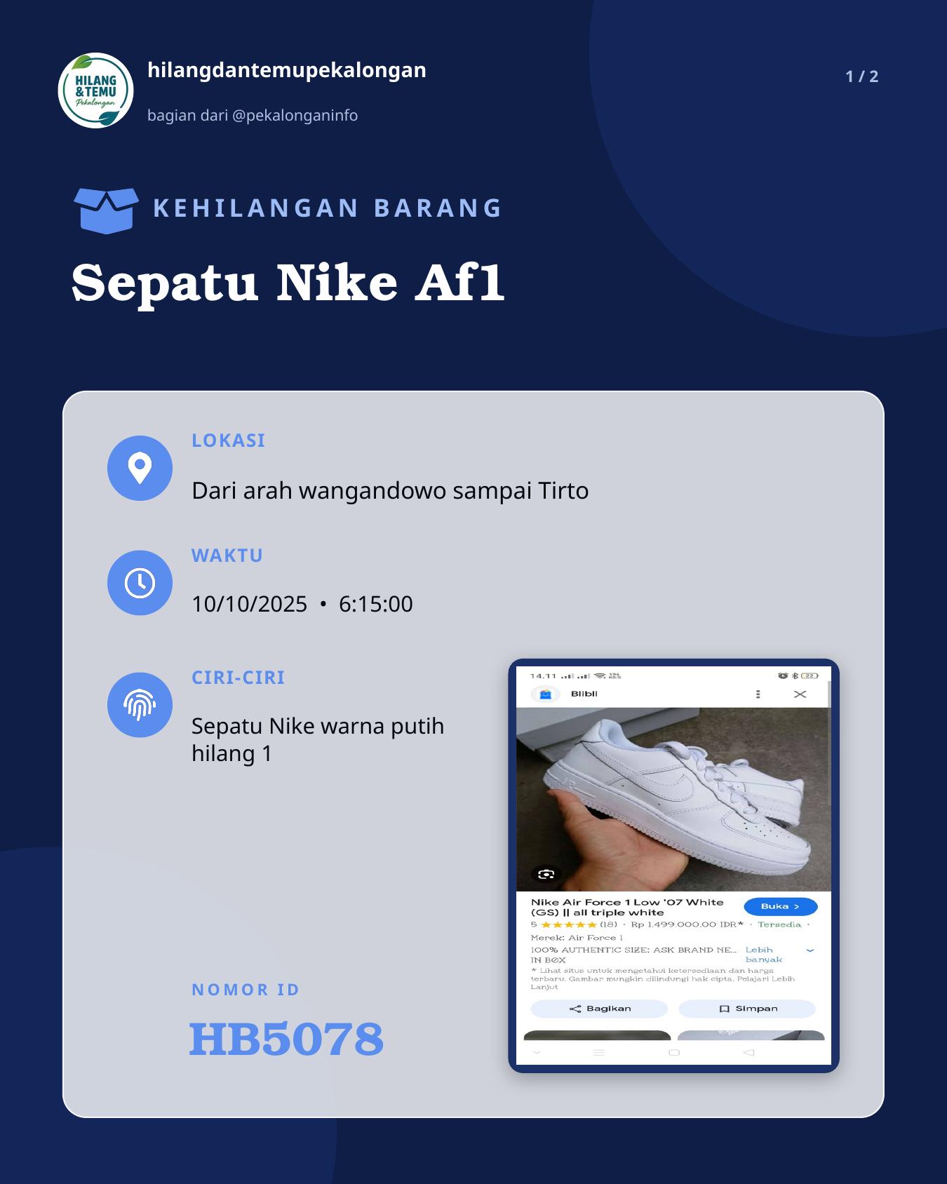 Slide 1 laporan Sepatu Nike Af1