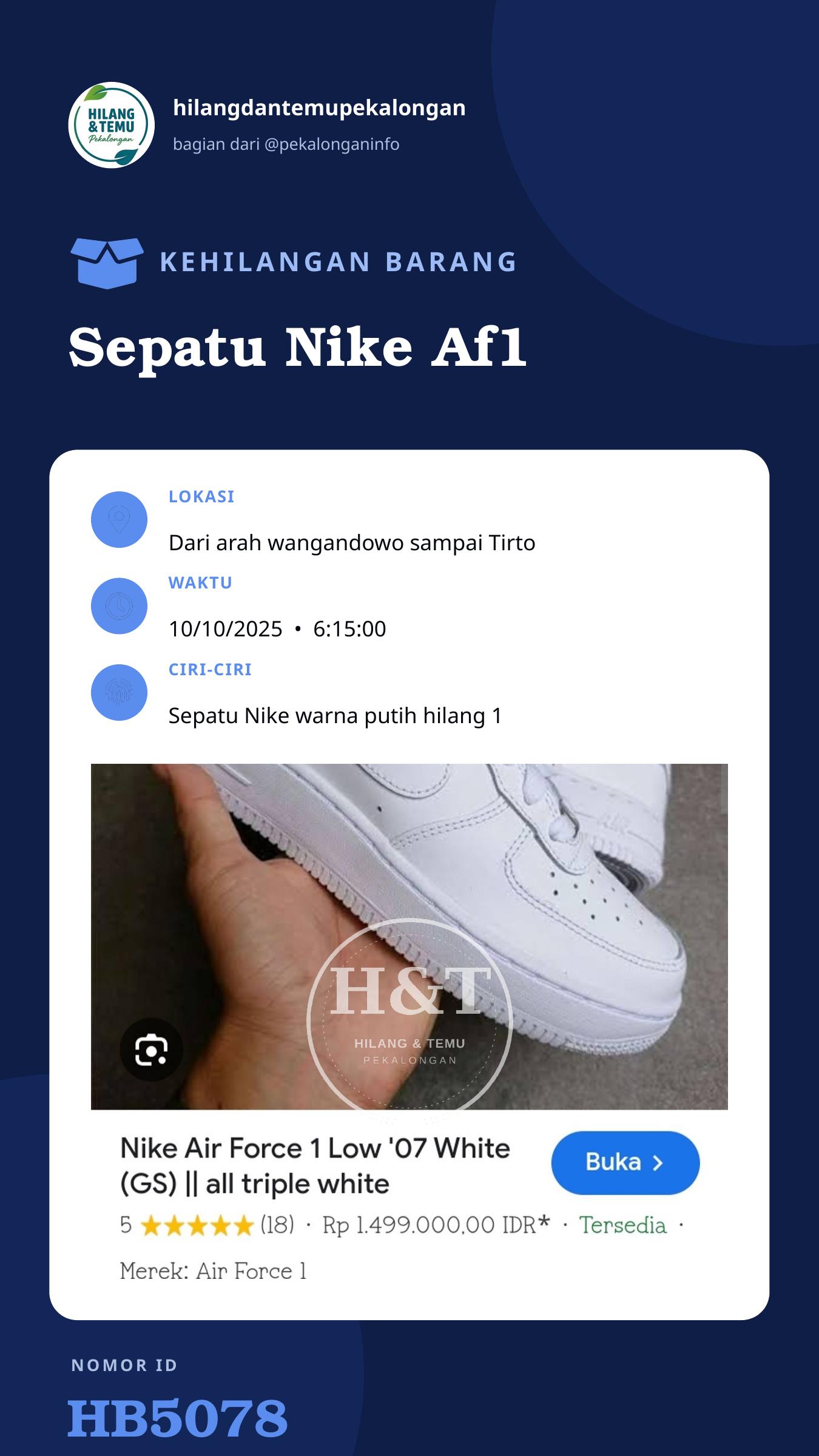 Story 9:16 laporan Sepatu Nike Af1
