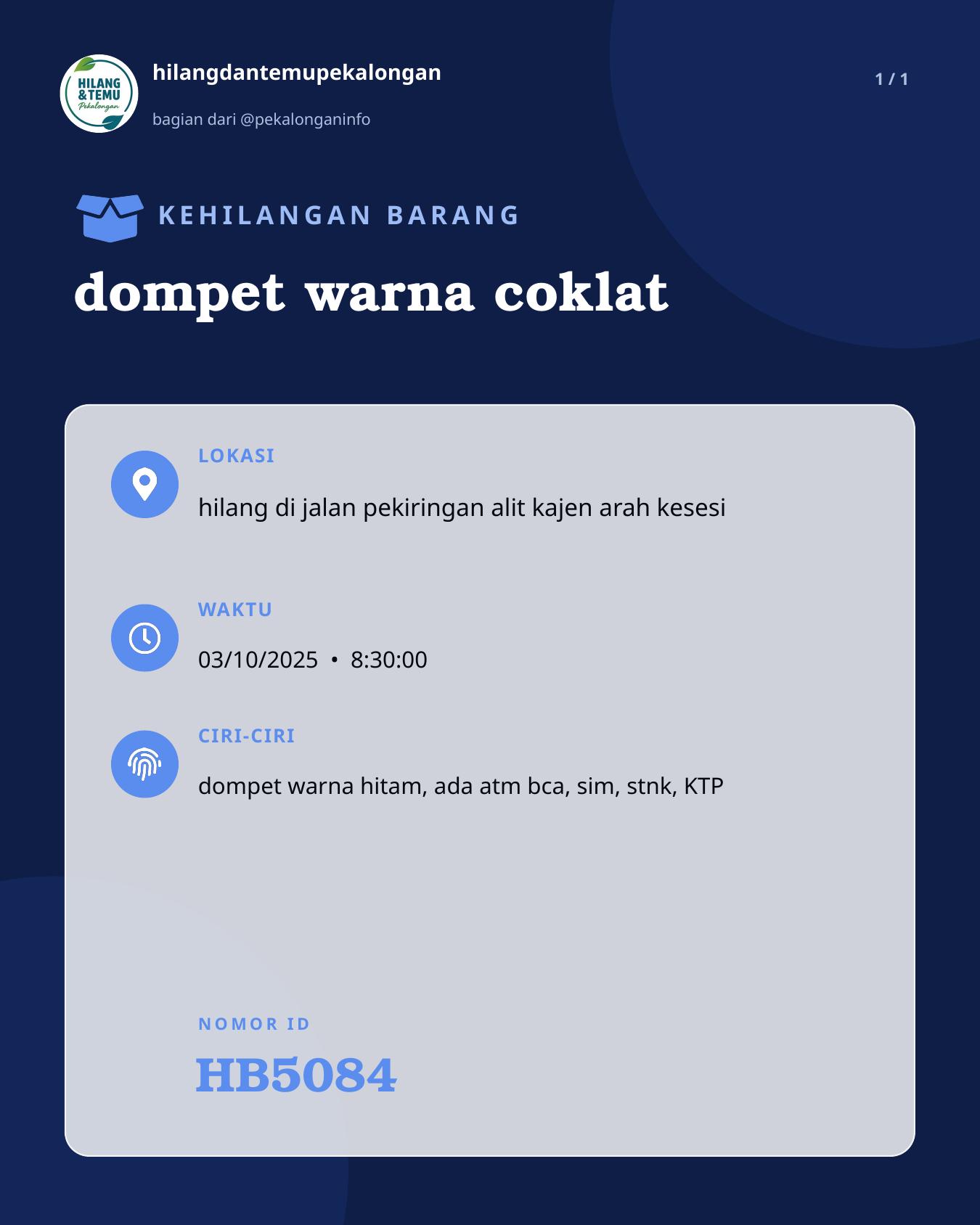 Slide laporan dompet warna coklat (HB5084)