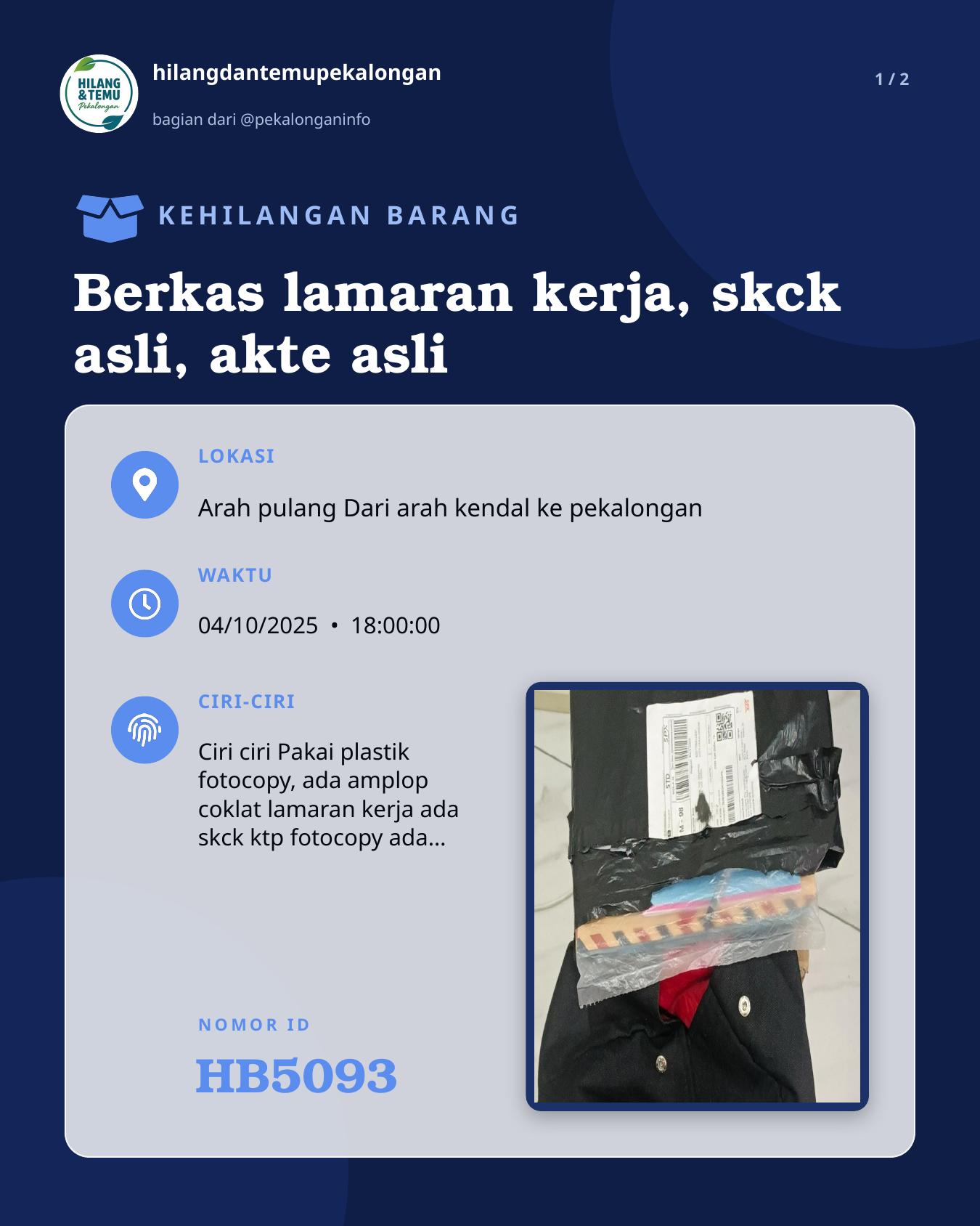 Slide 1 laporan Berkas lamaran kerja, skck asli, akte asli