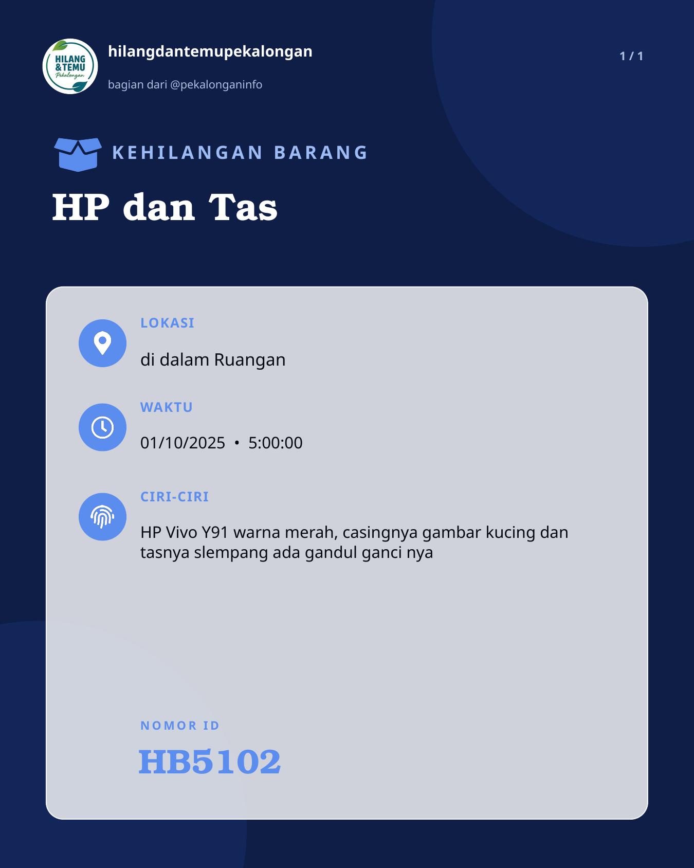 Slide laporan HP dan Tas (HB5102)