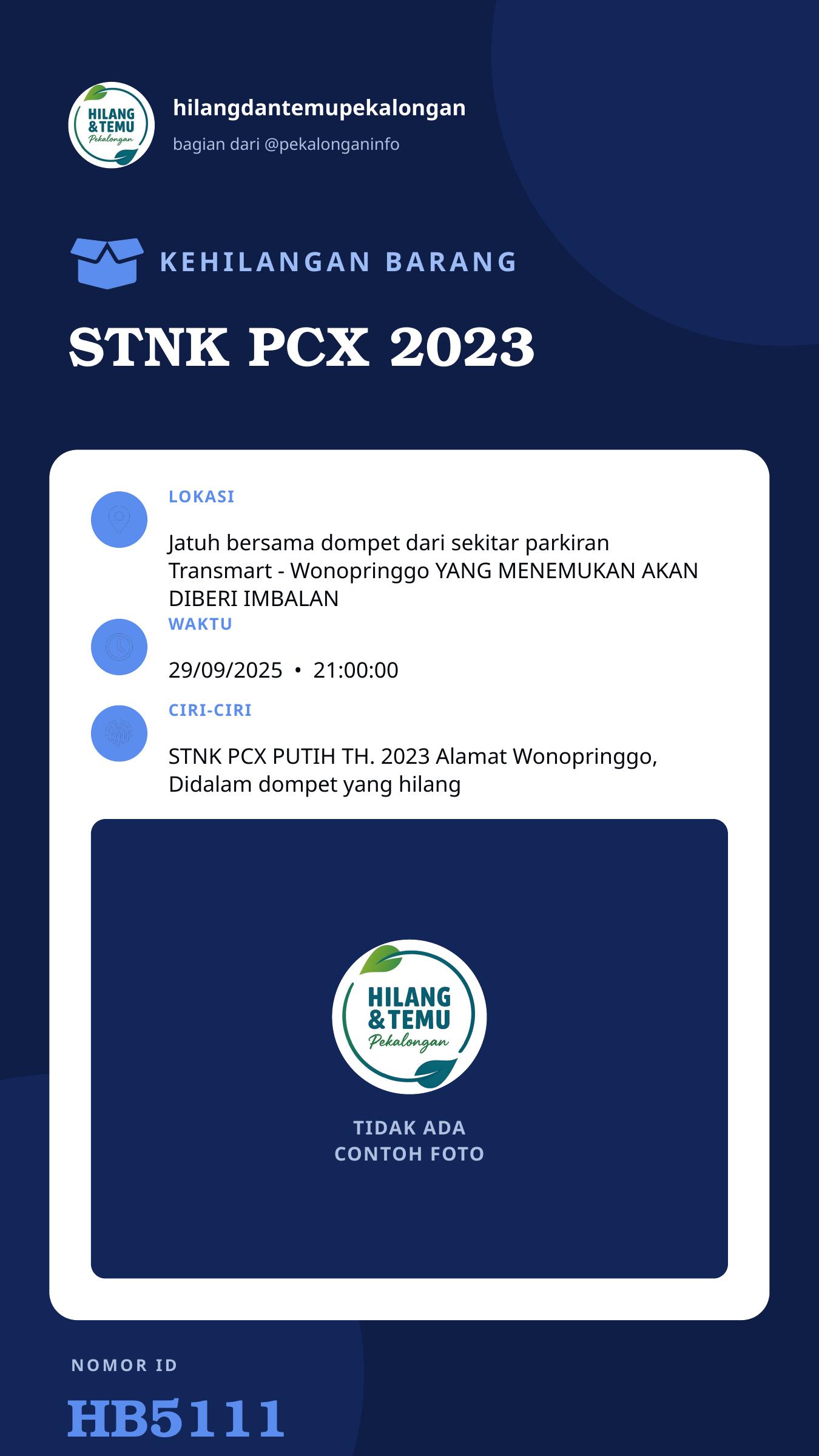 Story 9:16 laporan STNK PCX 2023