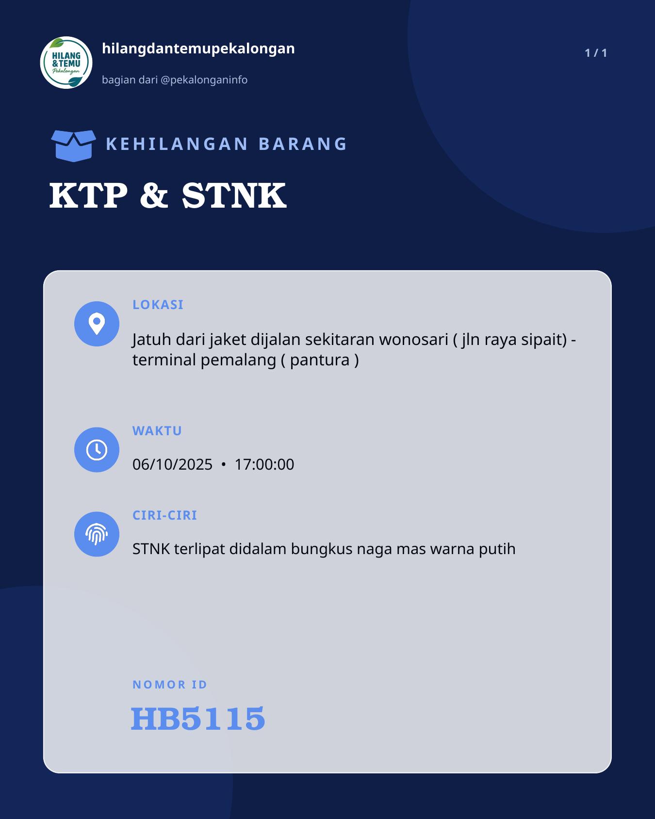 Slide laporan KTP & STNK (HB5115)