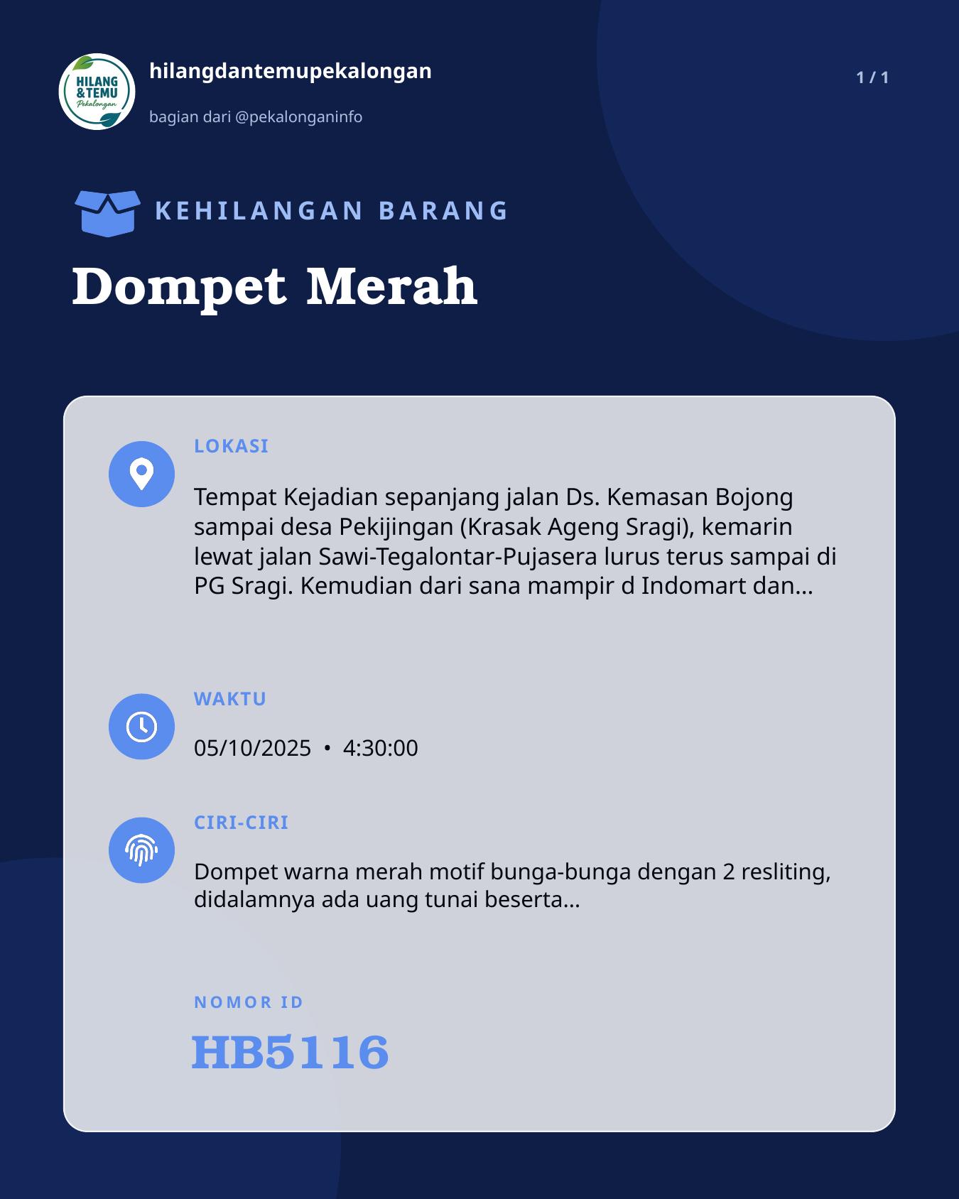 Slide laporan Dompet Merah (HB5116)