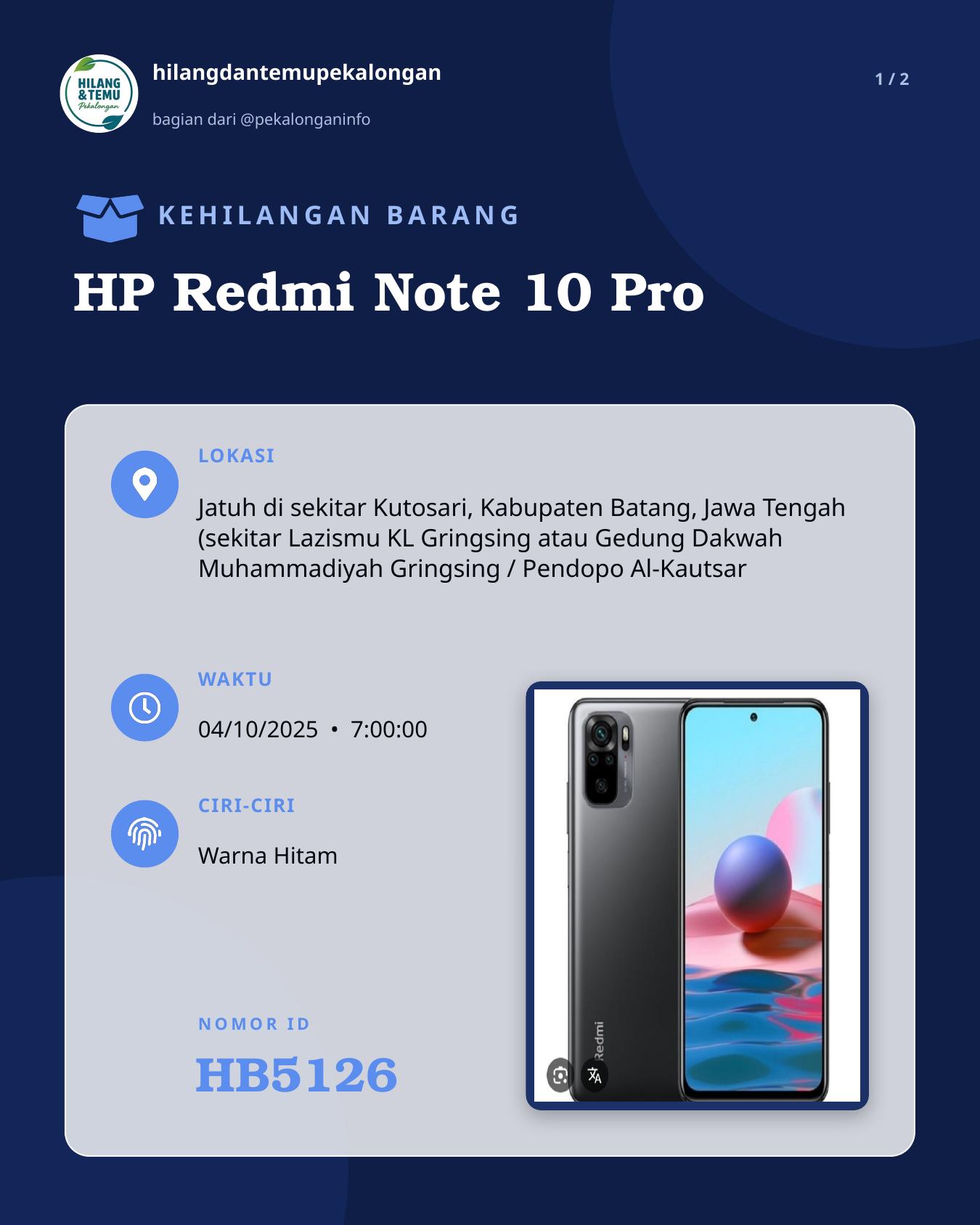 Slide 1 laporan HP Redmi Note 10 Pro