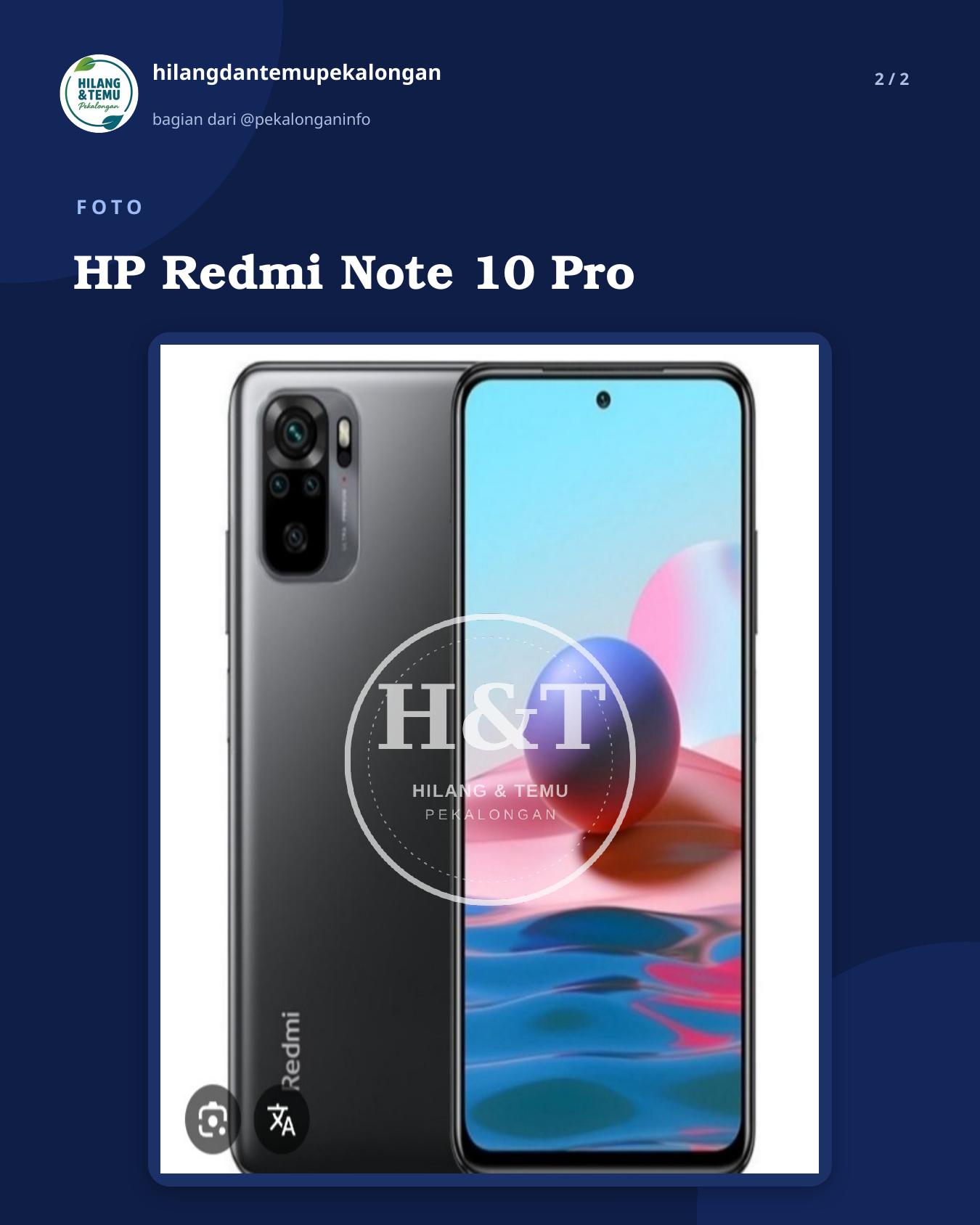 Slide 2 laporan HP Redmi Note 10 Pro