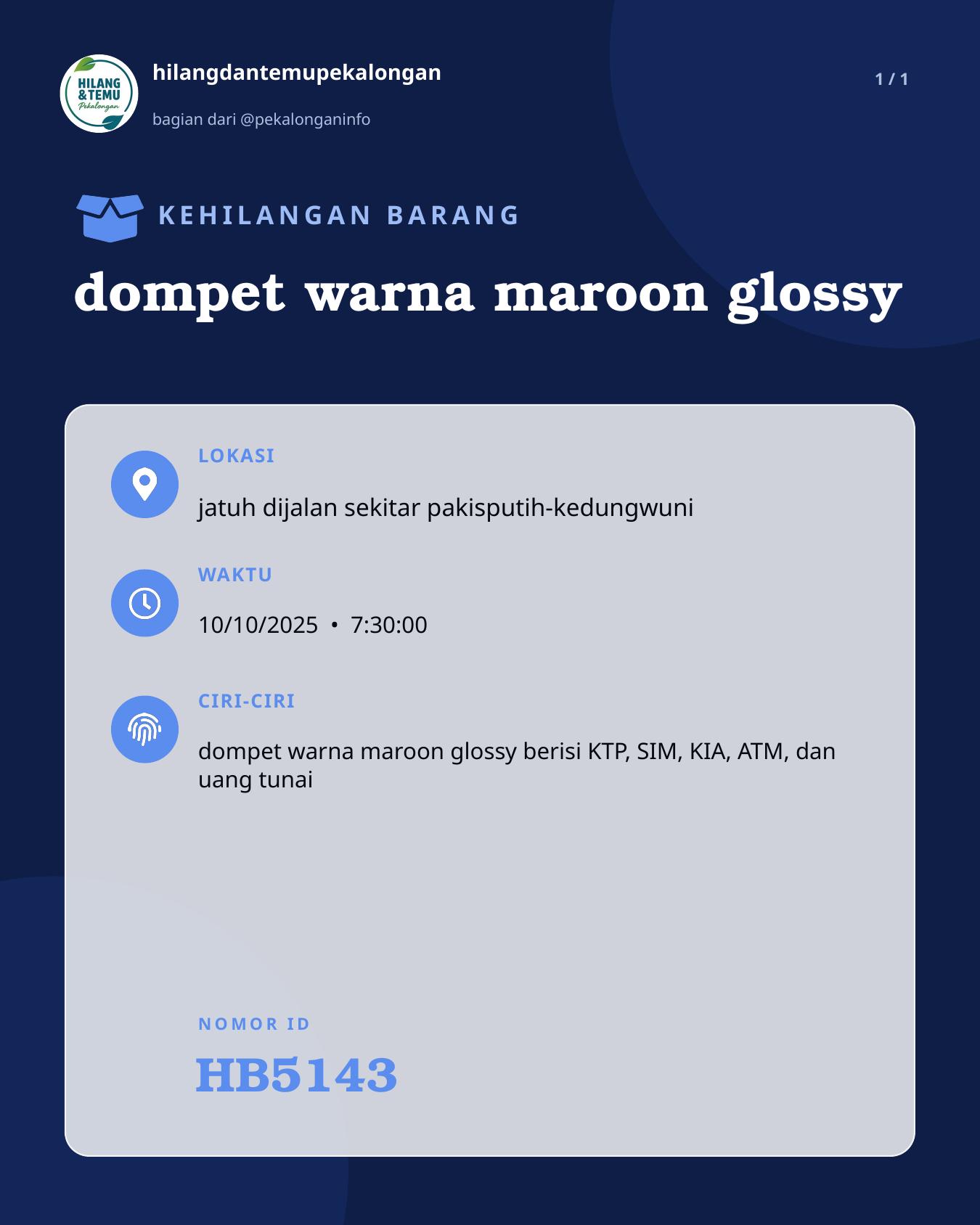 Slide laporan dompet warna maroon glossy (HB5143)
