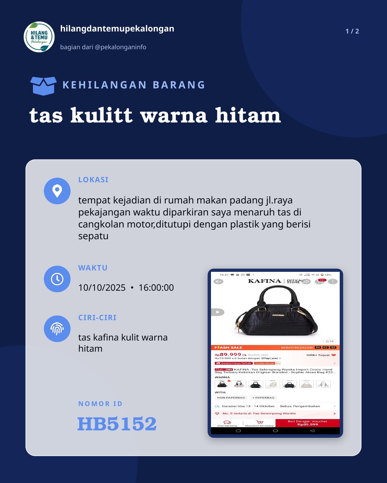 Slide 1 laporan tas kulitt warna hitam