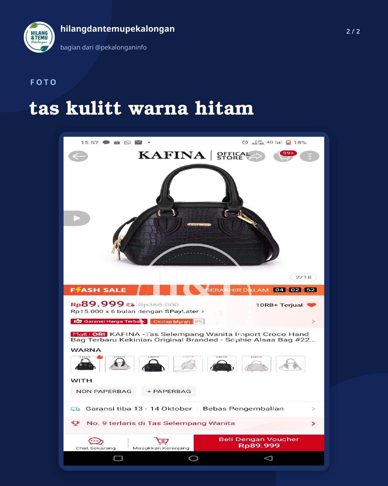 Slide 2 laporan tas kulitt warna hitam
