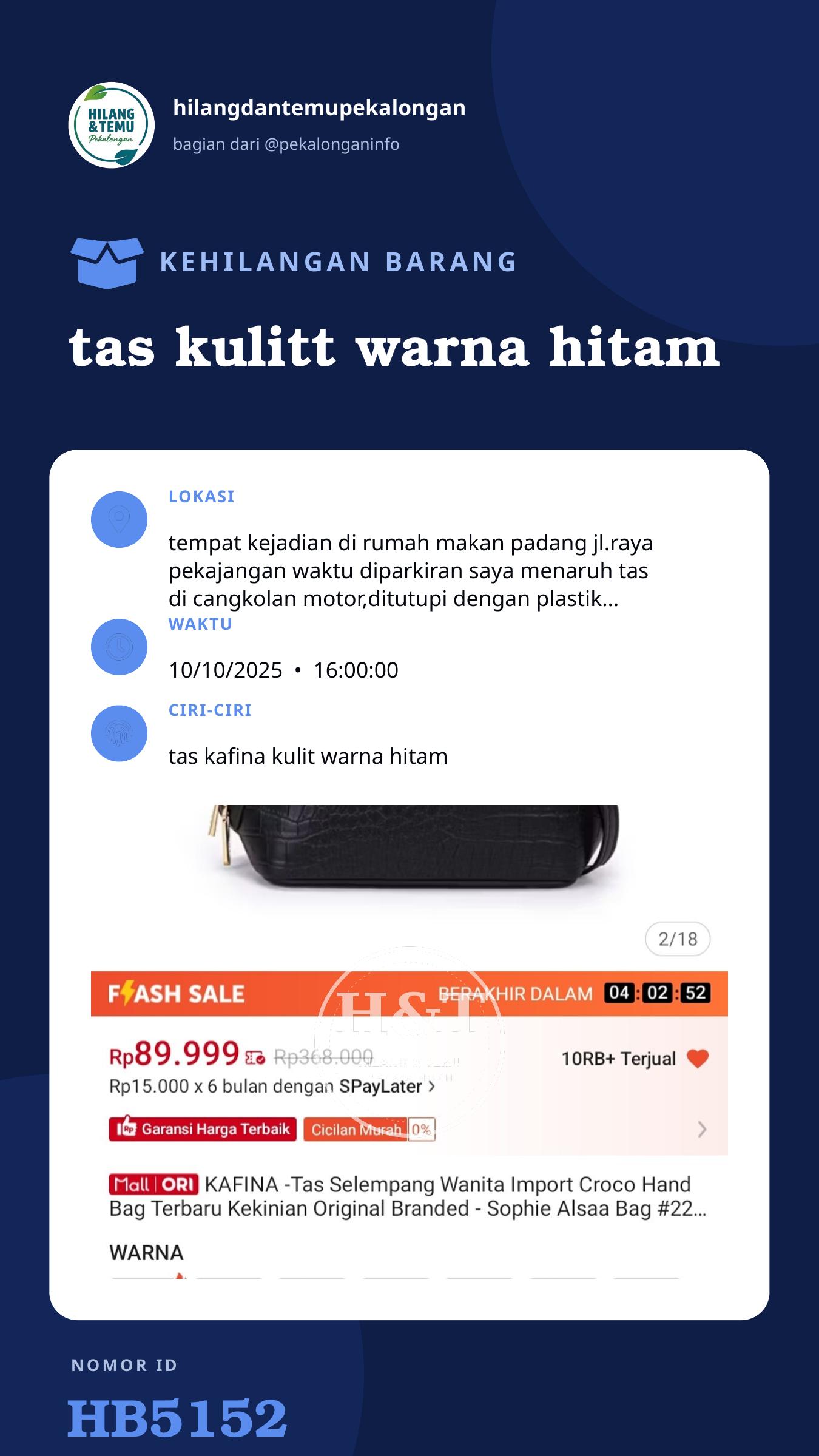 Story 9:16 laporan tas kulitt warna hitam